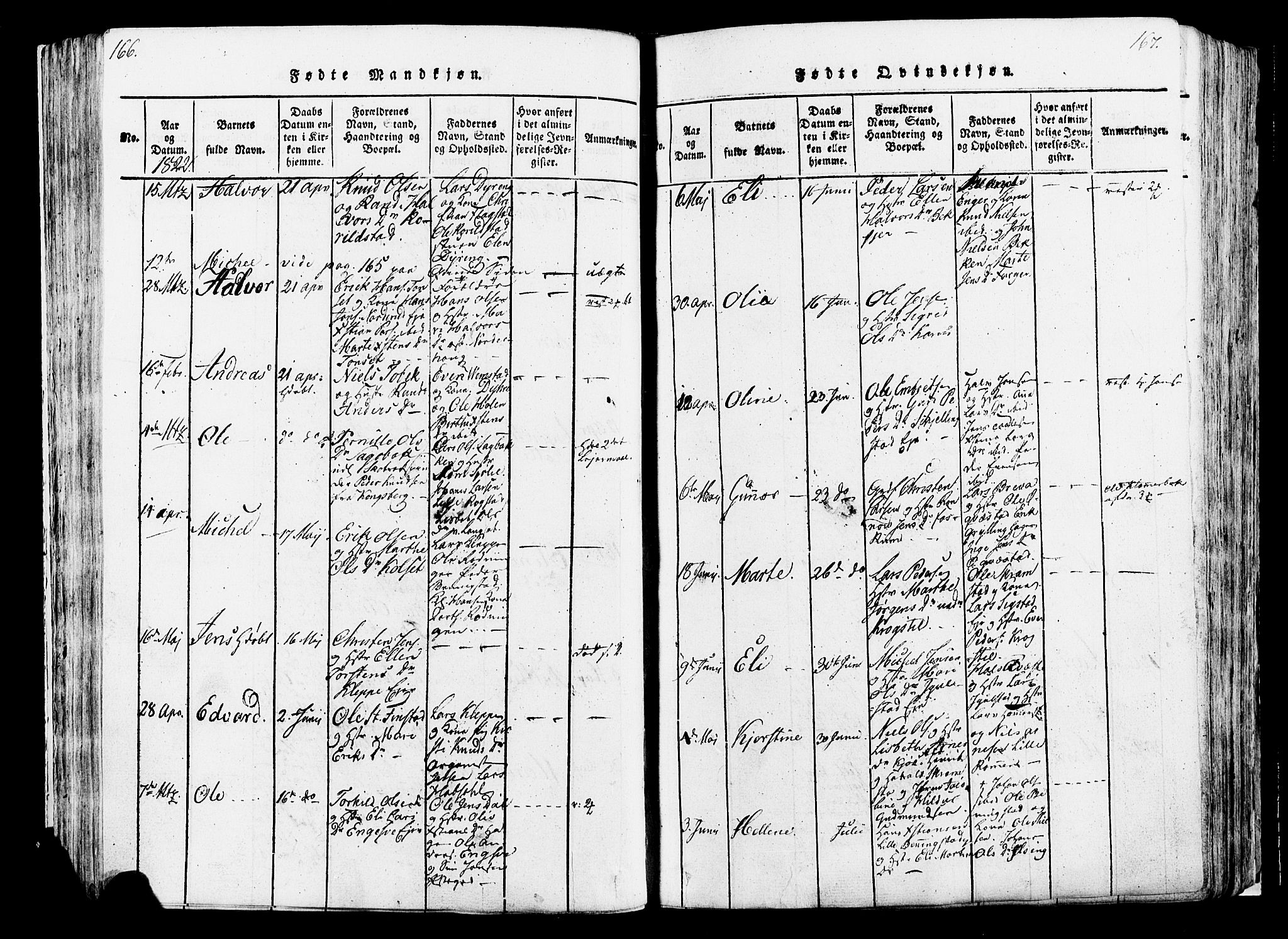 Løten prestekontor, AV/SAH-PREST-022/K/Ka/L0005: Parish register (official) no. 5, 1814-1832, p. 166-167