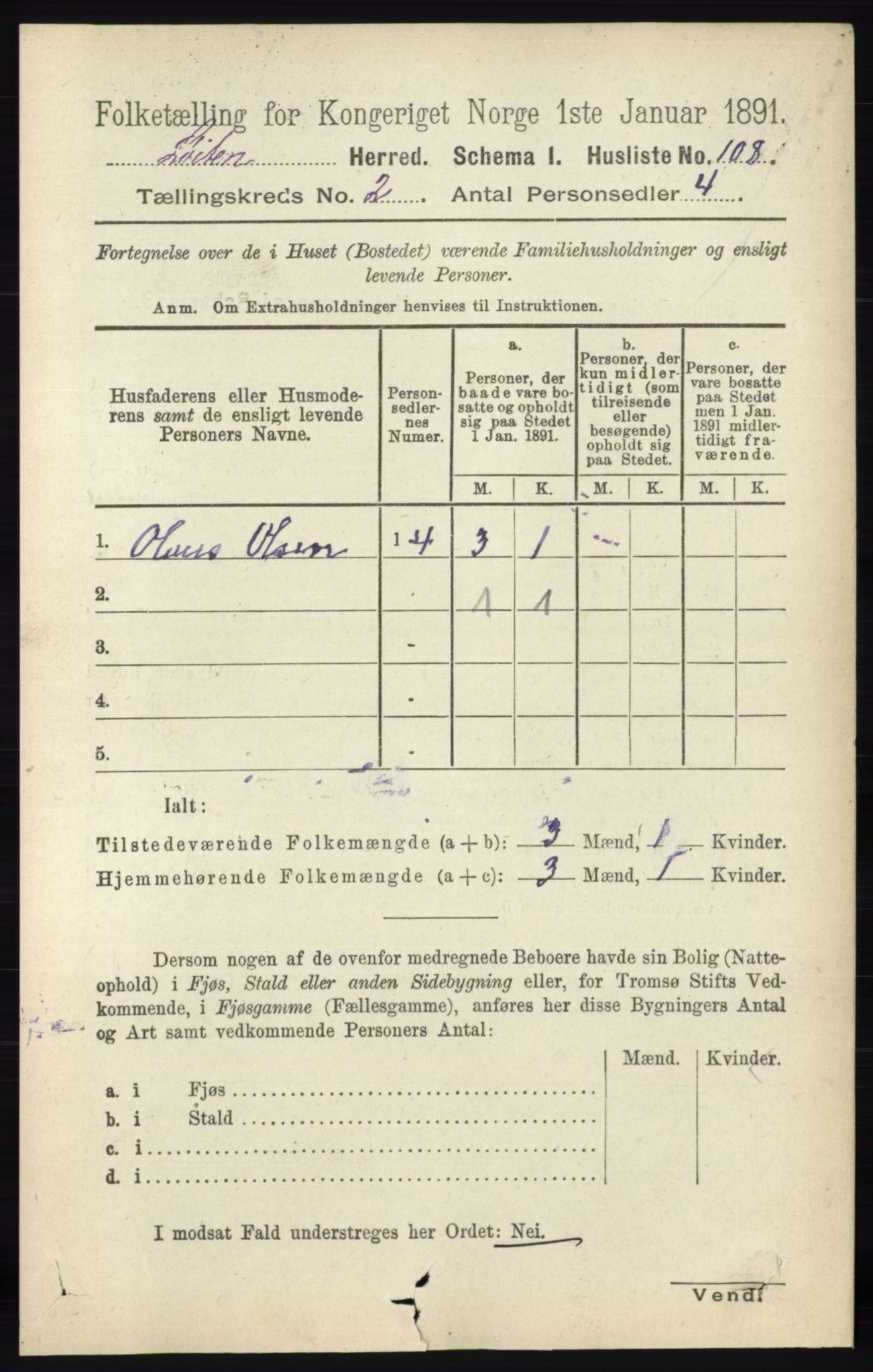 RA, 1891 census for 0415 Løten, 1891, p. 1480