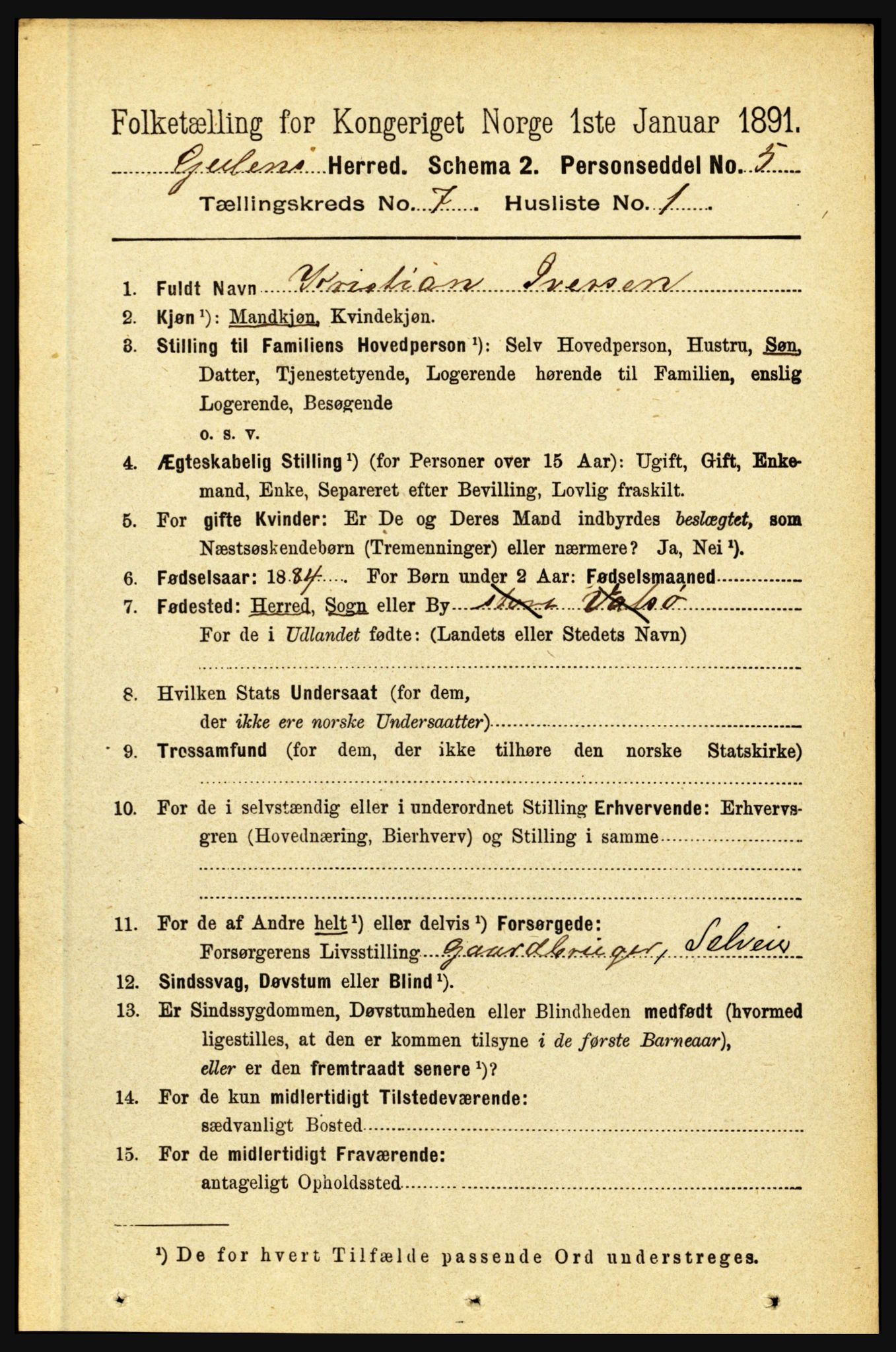 RA, 1891 census for 1411 Gulen, 1891, p. 2221