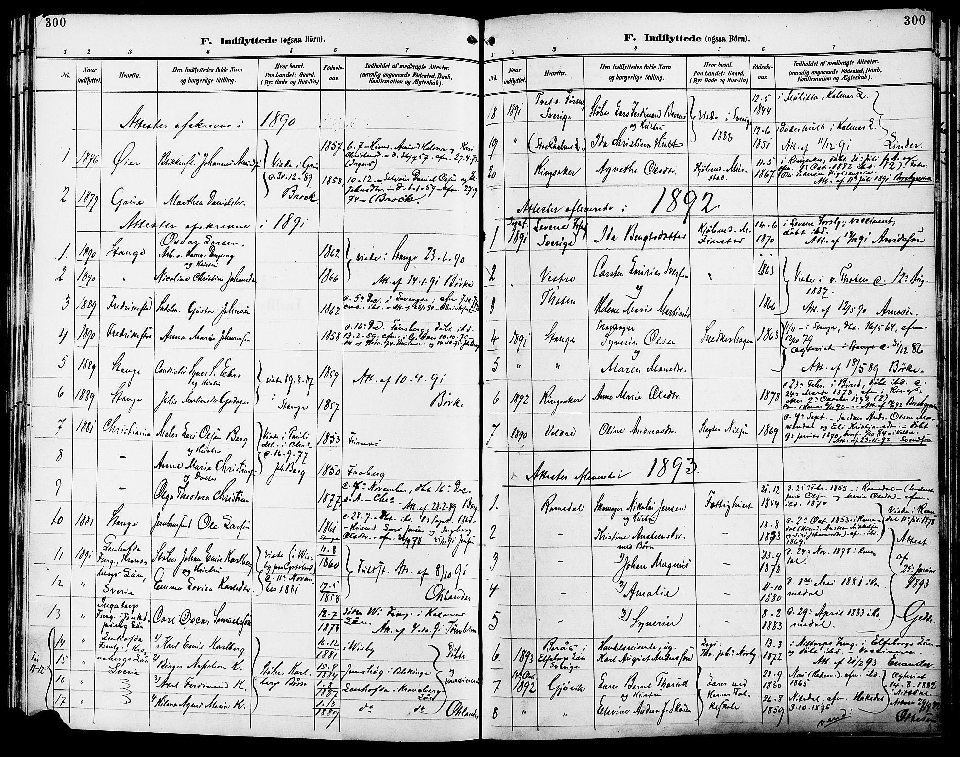 Vang prestekontor, Hedmark, SAH/PREST-008/H/Ha/Haa/L0017: Parish register (official) no. 17, 1890-1899, p. 300