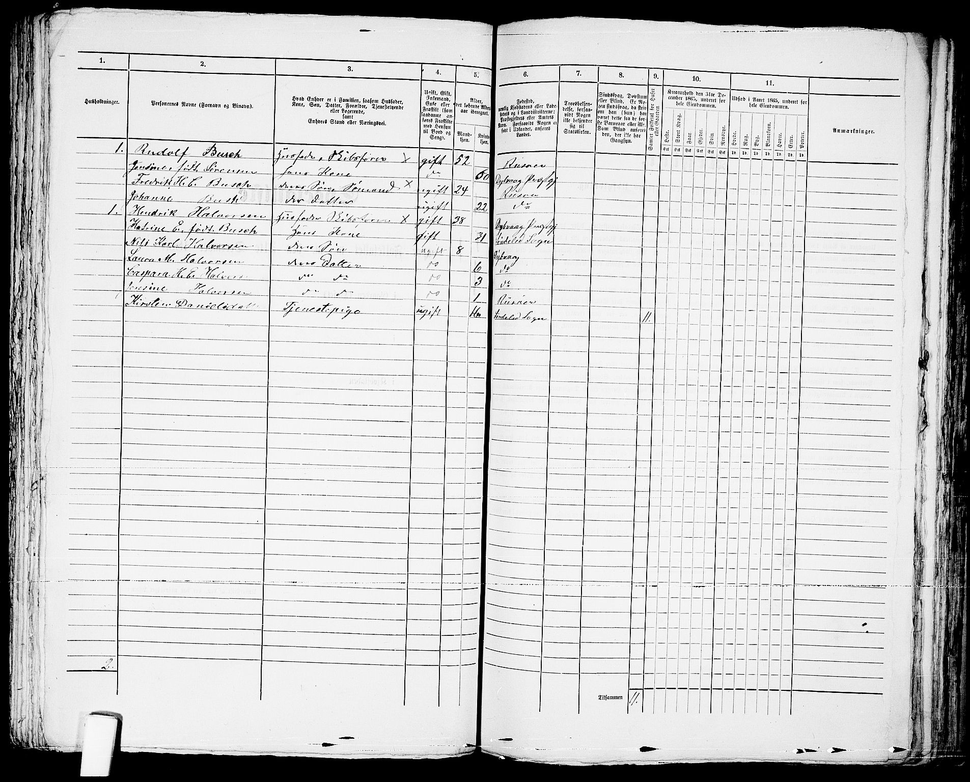 RA, 1865 census for Risør/Risør, 1865, p. 204