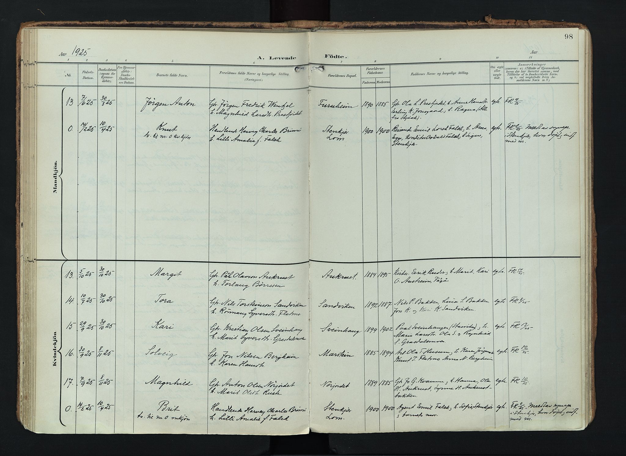 Lom prestekontor, AV/SAH-PREST-070/K/L0010: Parish register (official) no. 10, 1899-1926, p. 98