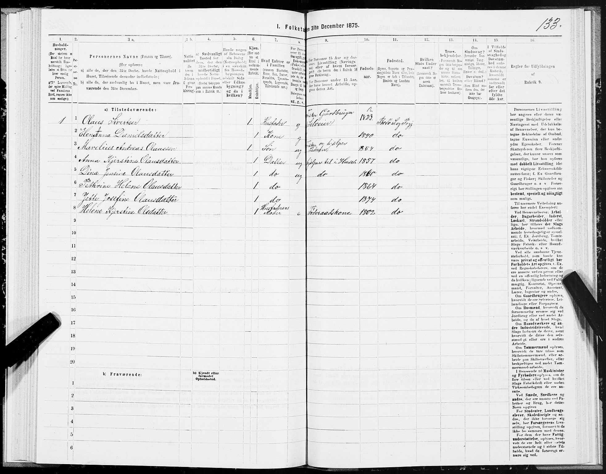 SAT, 1875 census for 1843L Bodø/Bodø, 1875, p. 4133