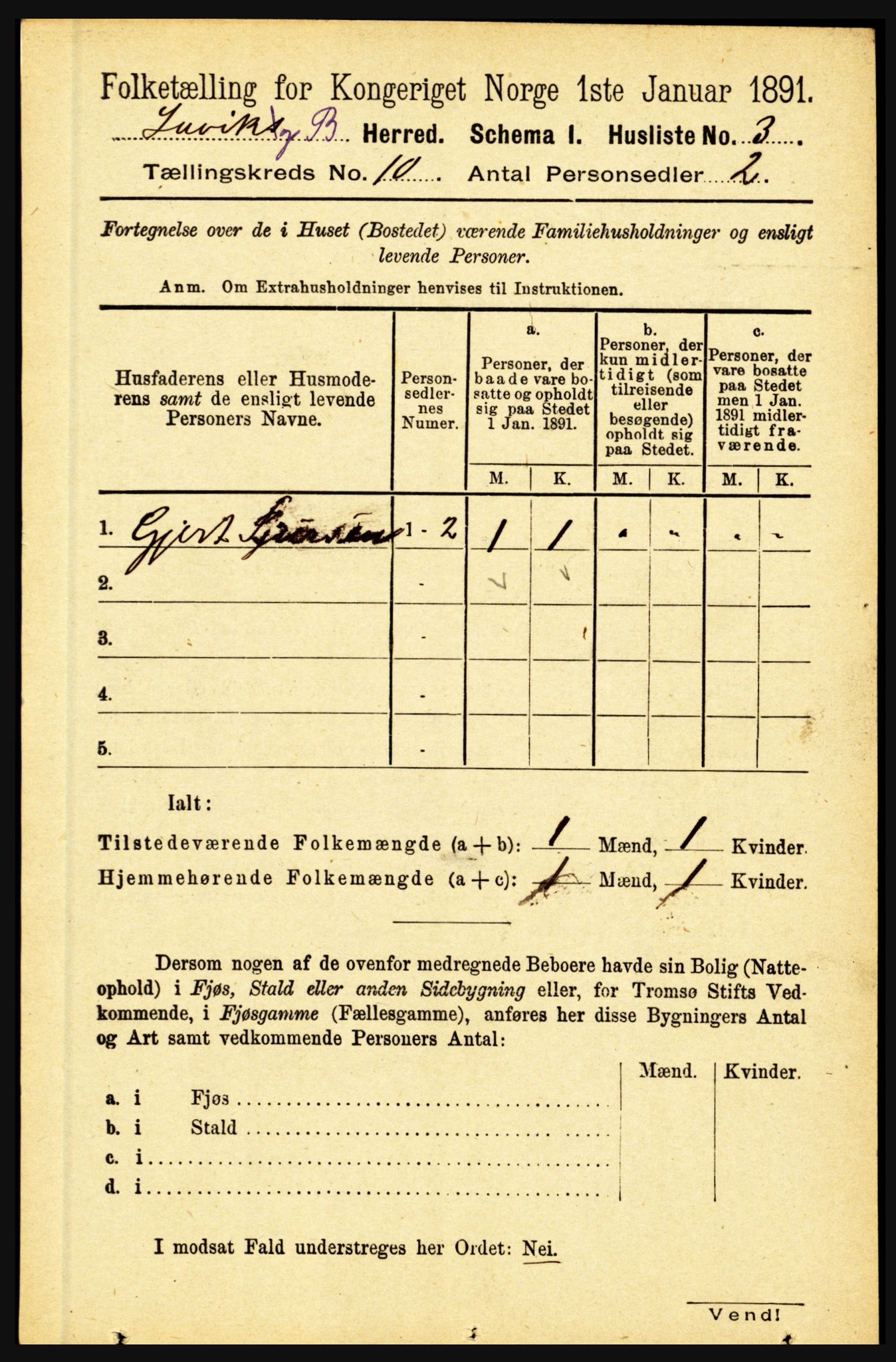 RA, 1891 census for 1415 Lavik og Brekke, 1891, p. 1959