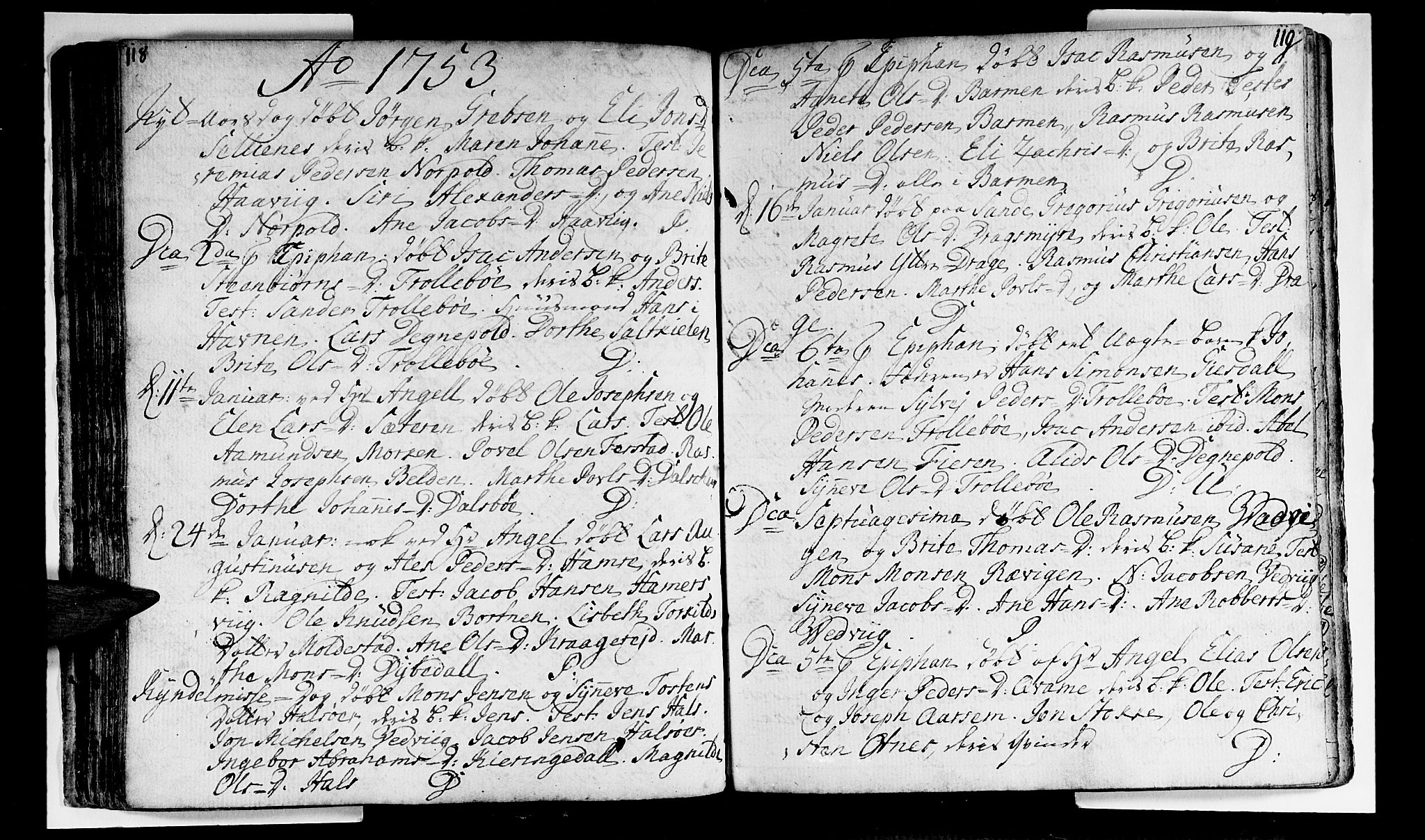 Selje sokneprestembete, AV/SAB-A-99938/H/Ha/Haa/Haaa: Parish register (official) no. A 4, 1743-1759, p. 118-119