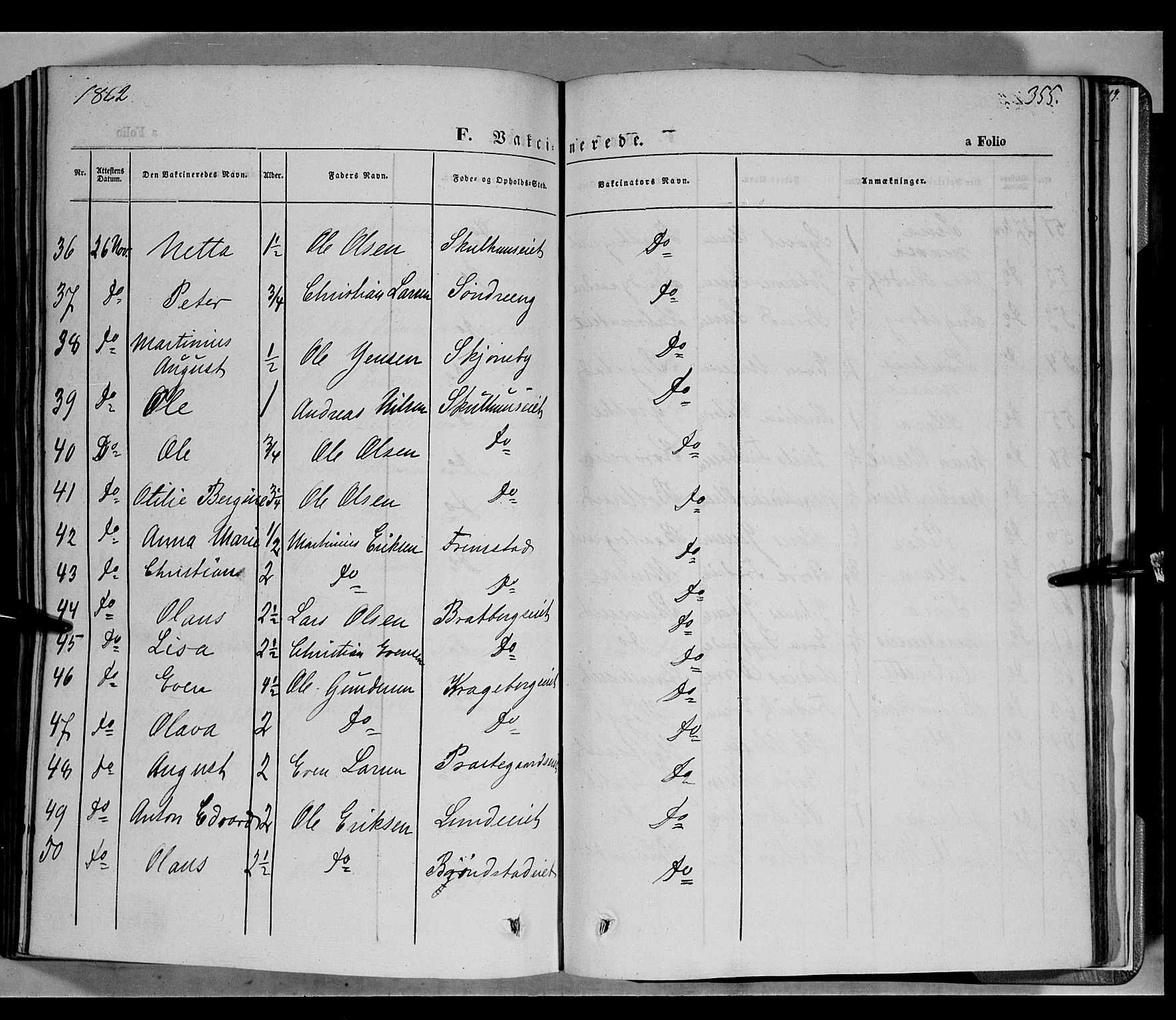 Biri prestekontor, AV/SAH-PREST-096/H/Ha/Haa/L0005: Parish register (official) no. 5, 1843-1854, p. 355