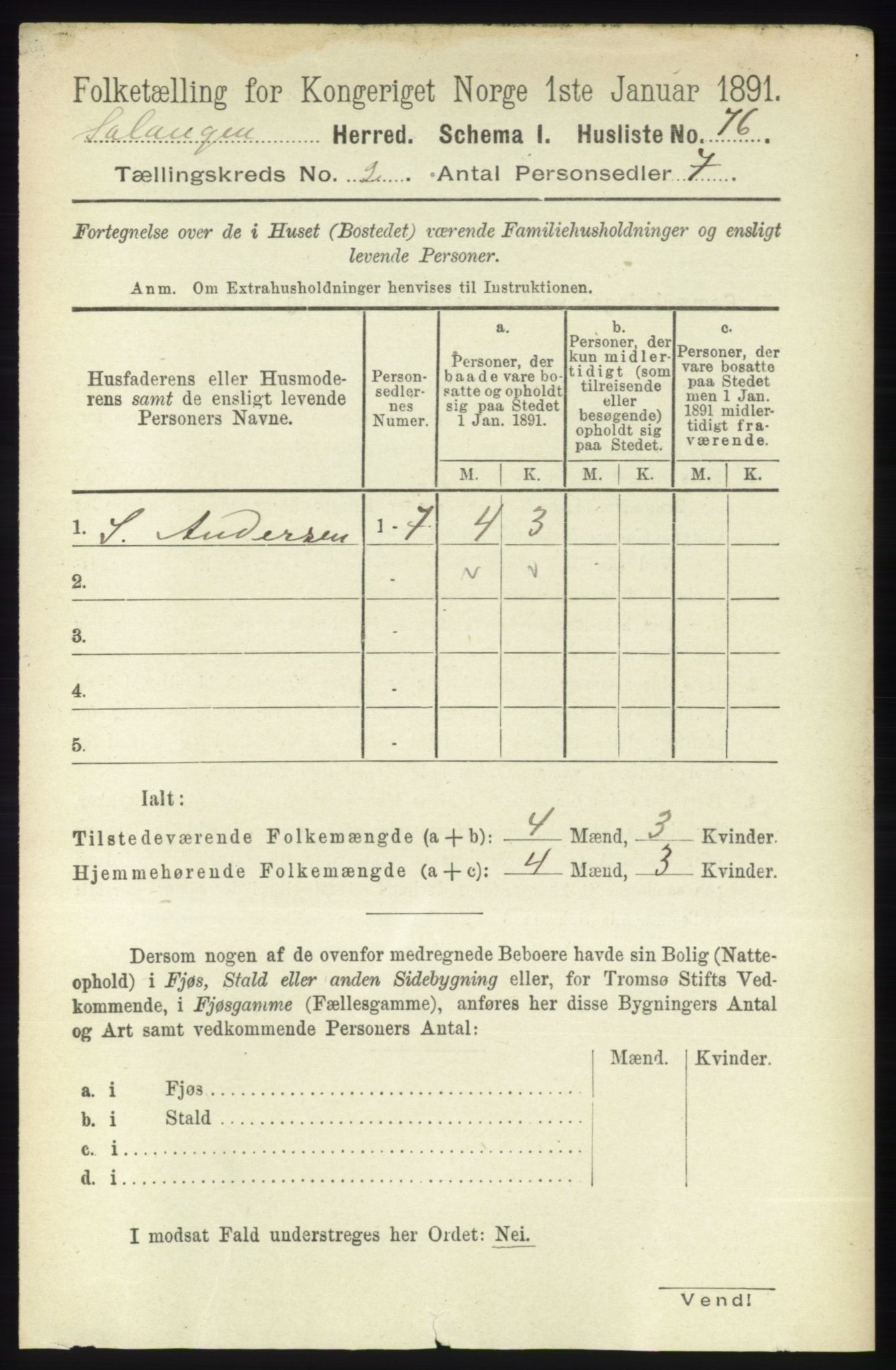 RA, 1891 census for 1921 Salangen, 1891, p. 550