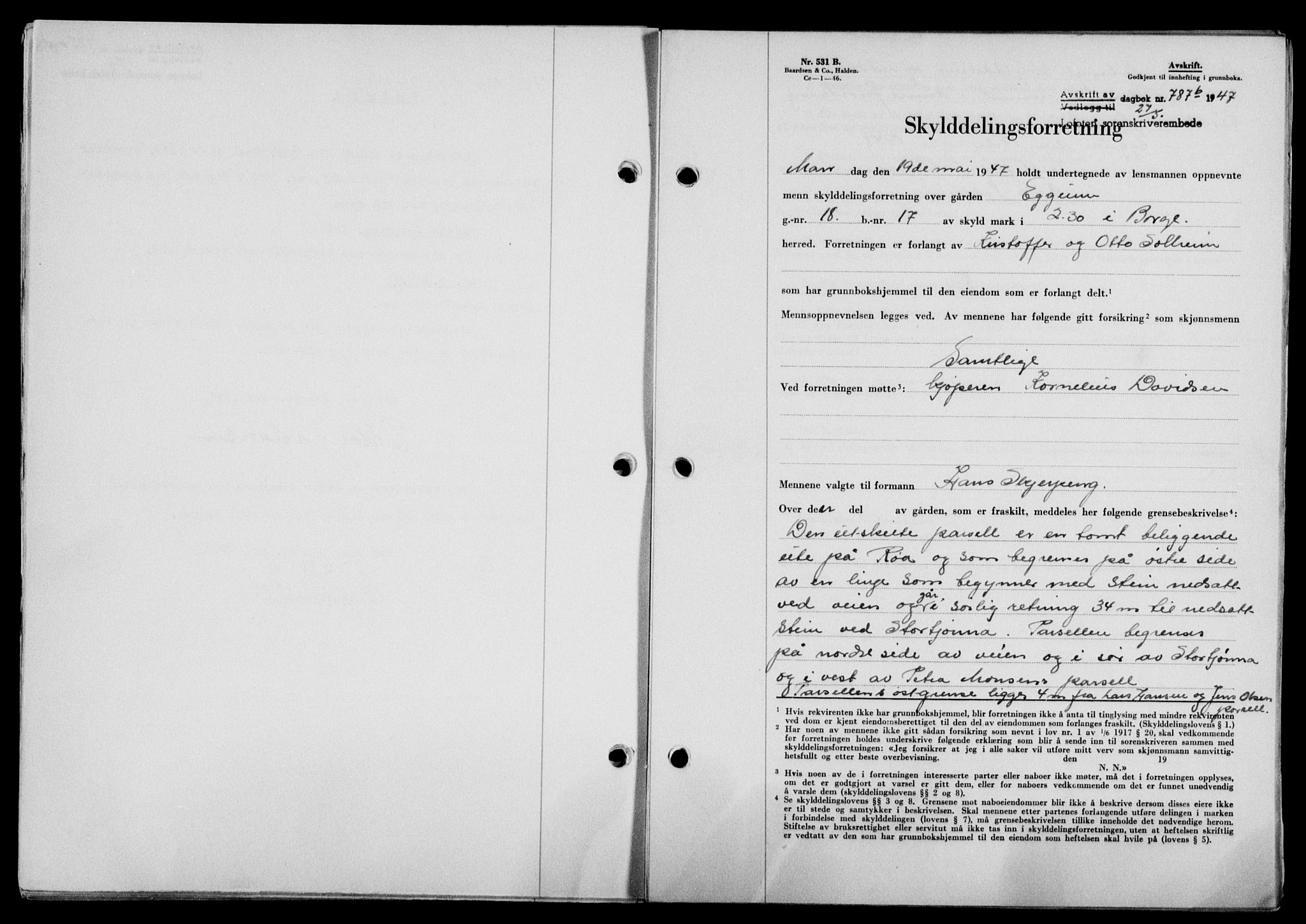 Lofoten sorenskriveri, SAT/A-0017/1/2/2C/L0016a: Mortgage book no. 16a, 1947-1947, Diary no: : 787/1947