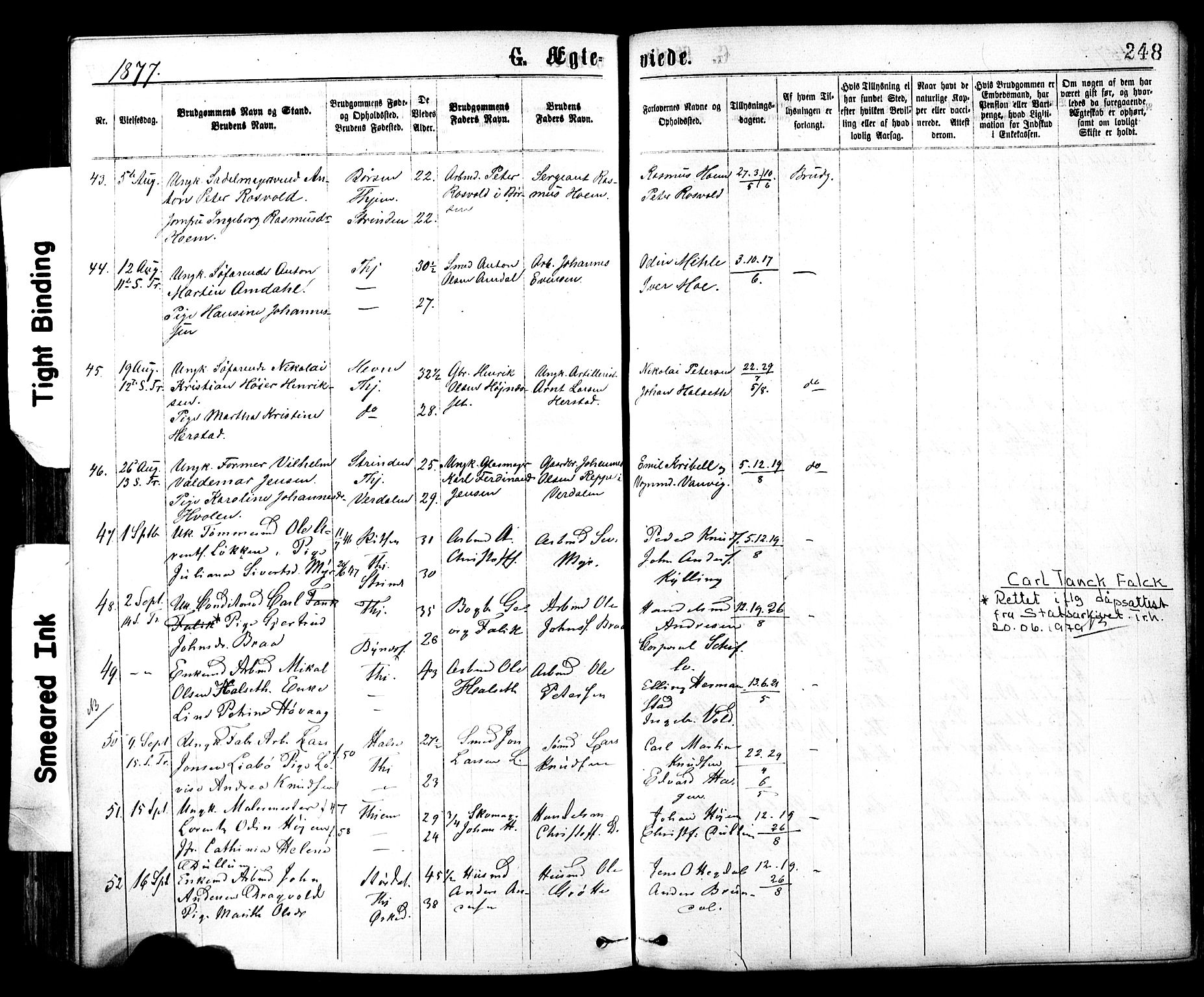 Ministerialprotokoller, klokkerbøker og fødselsregistre - Sør-Trøndelag, AV/SAT-A-1456/602/L0118: Parish register (official) no. 602A16, 1873-1879, p. 248