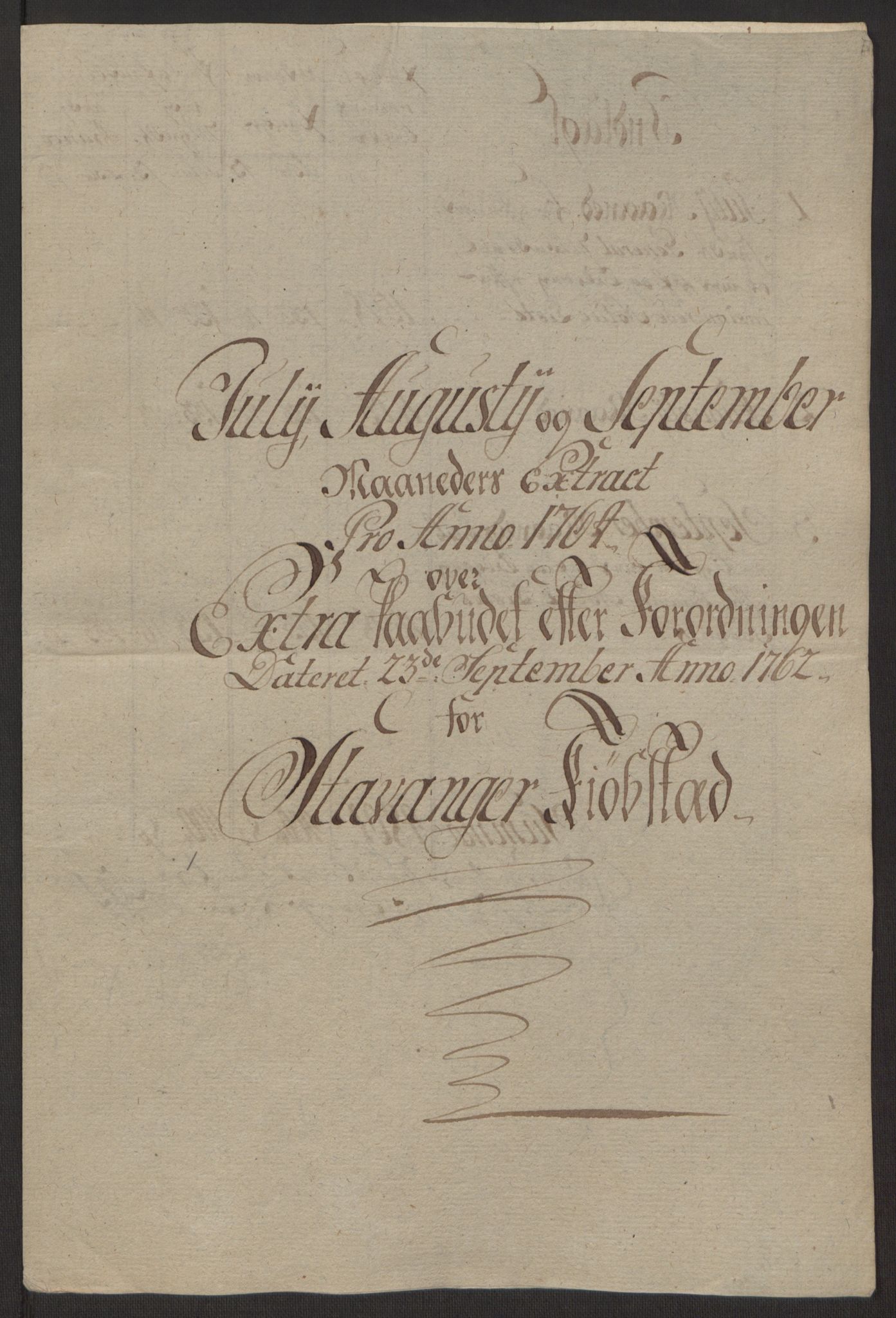 Rentekammeret inntil 1814, Reviderte regnskaper, Byregnskaper, AV/RA-EA-4066/R/Ro/L0305/0001: [O6] Kontribusjonsregnskap / Ekstraskatt, 1762-1768, p. 72