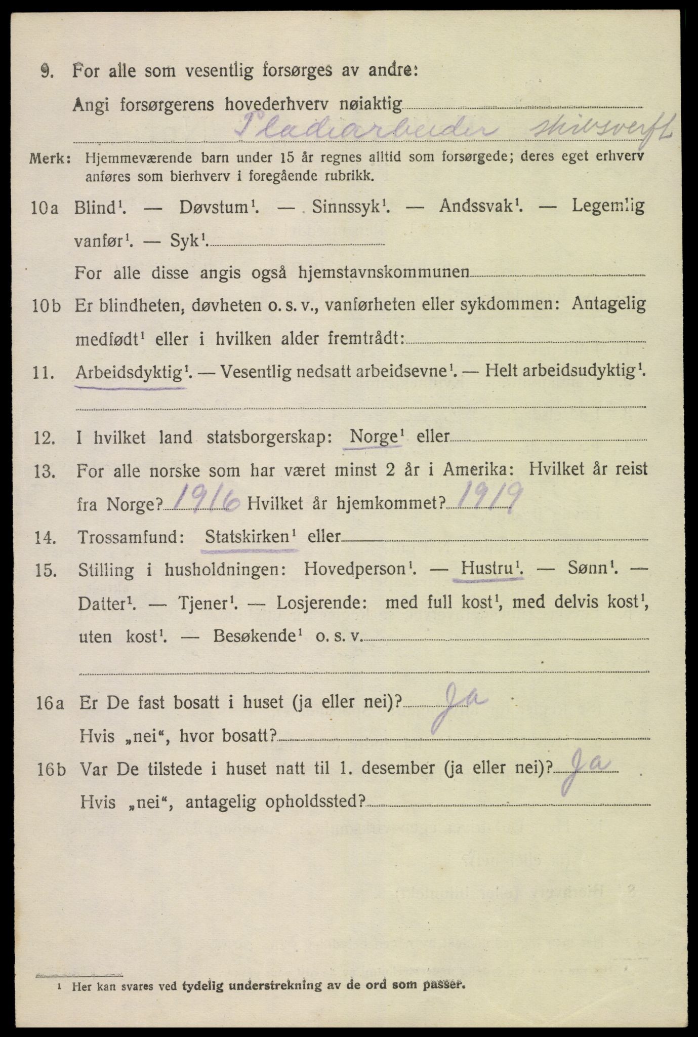 SAK, 1920 census for Fjære, 1920, p. 3258