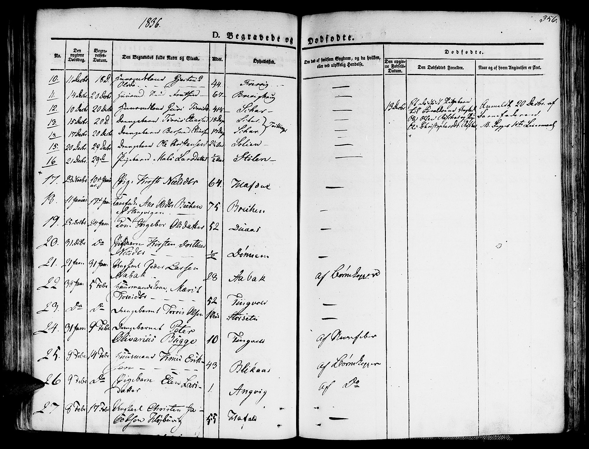 Ministerialprotokoller, klokkerbøker og fødselsregistre - Møre og Romsdal, AV/SAT-A-1454/586/L0983: Parish register (official) no. 586A09, 1829-1843, p. 356