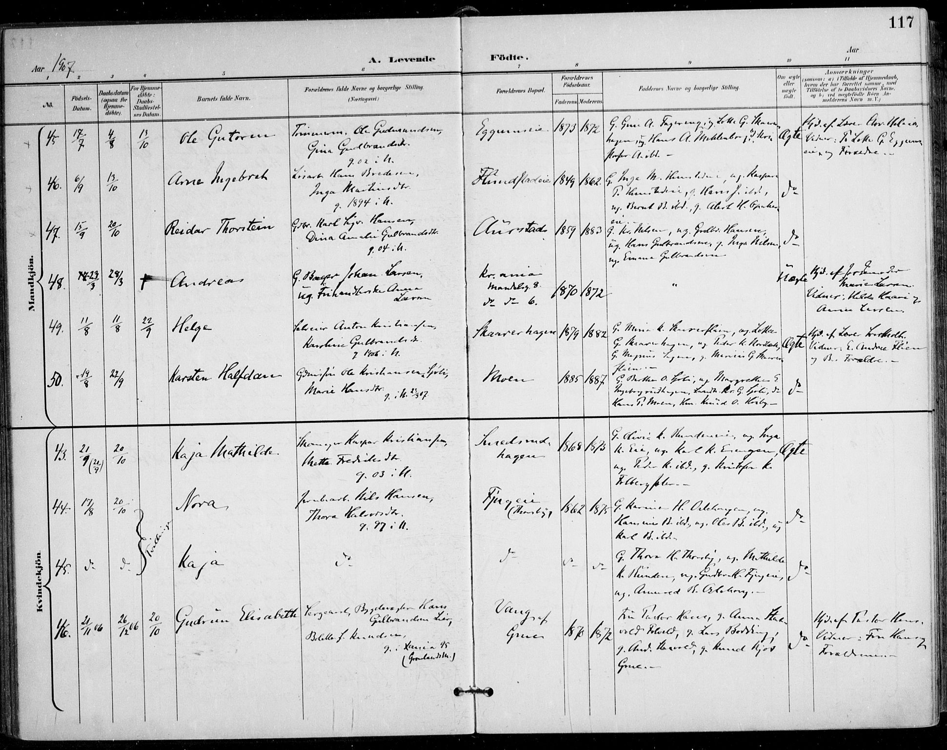 Nes prestekontor Kirkebøker, AV/SAO-A-10410/F/Fa/L0011: Parish register (official) no. I 11, 1899-1918, p. 117