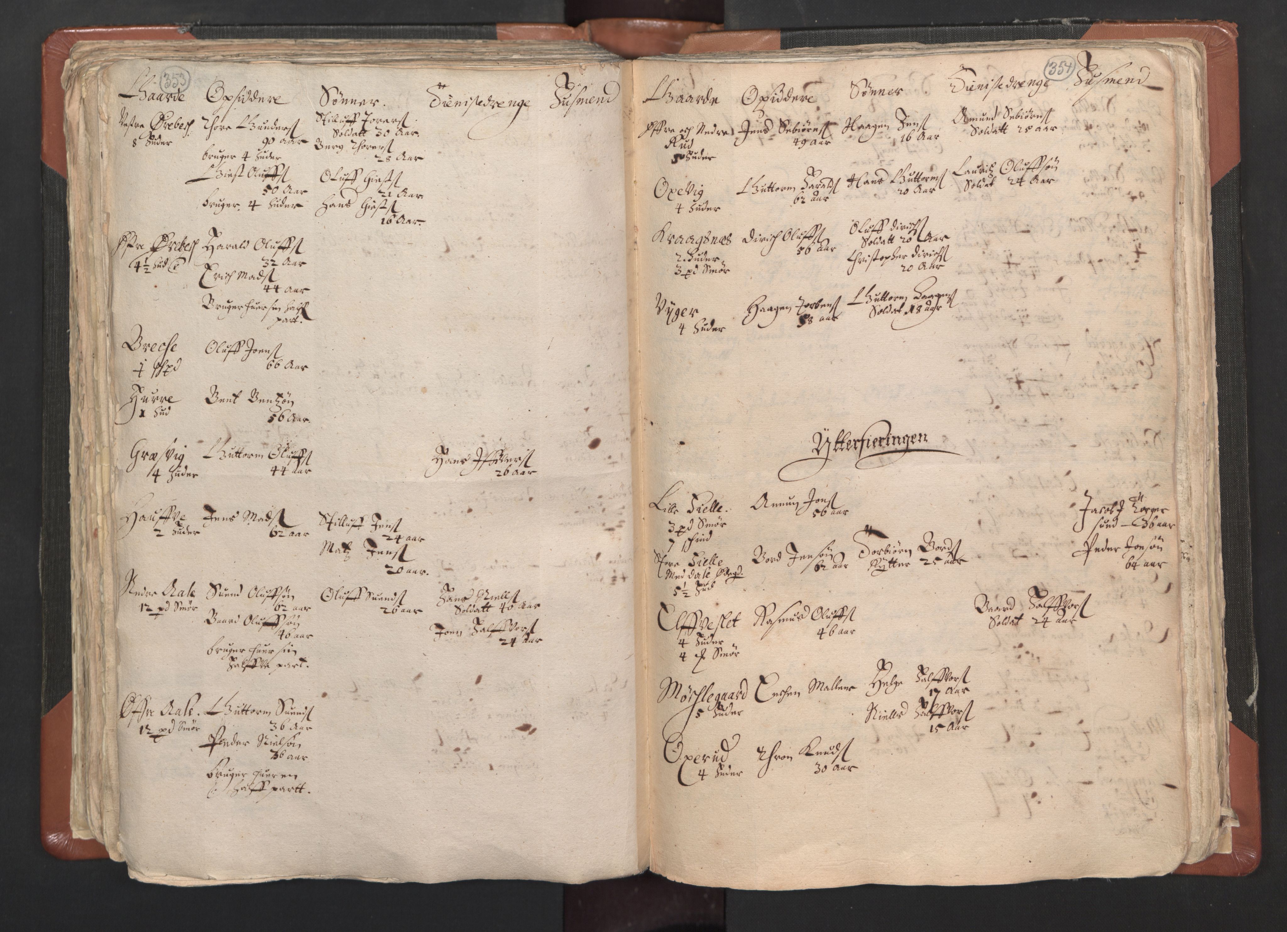RA, Vicar's Census 1664-1666, no. 1: Nedre Borgesyssel deanery, 1664-1666, p. 353-354