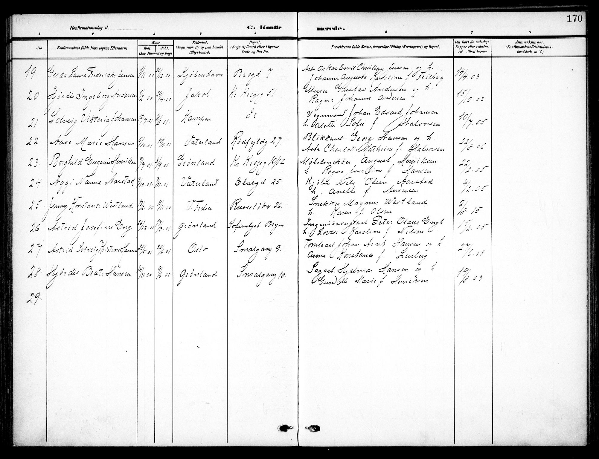 Vaterland prestekontor Kirkebøker, AV/SAO-A-10880/F/Fa/L0001: Parish register (official) no. 1, 1907-1930, p. 170