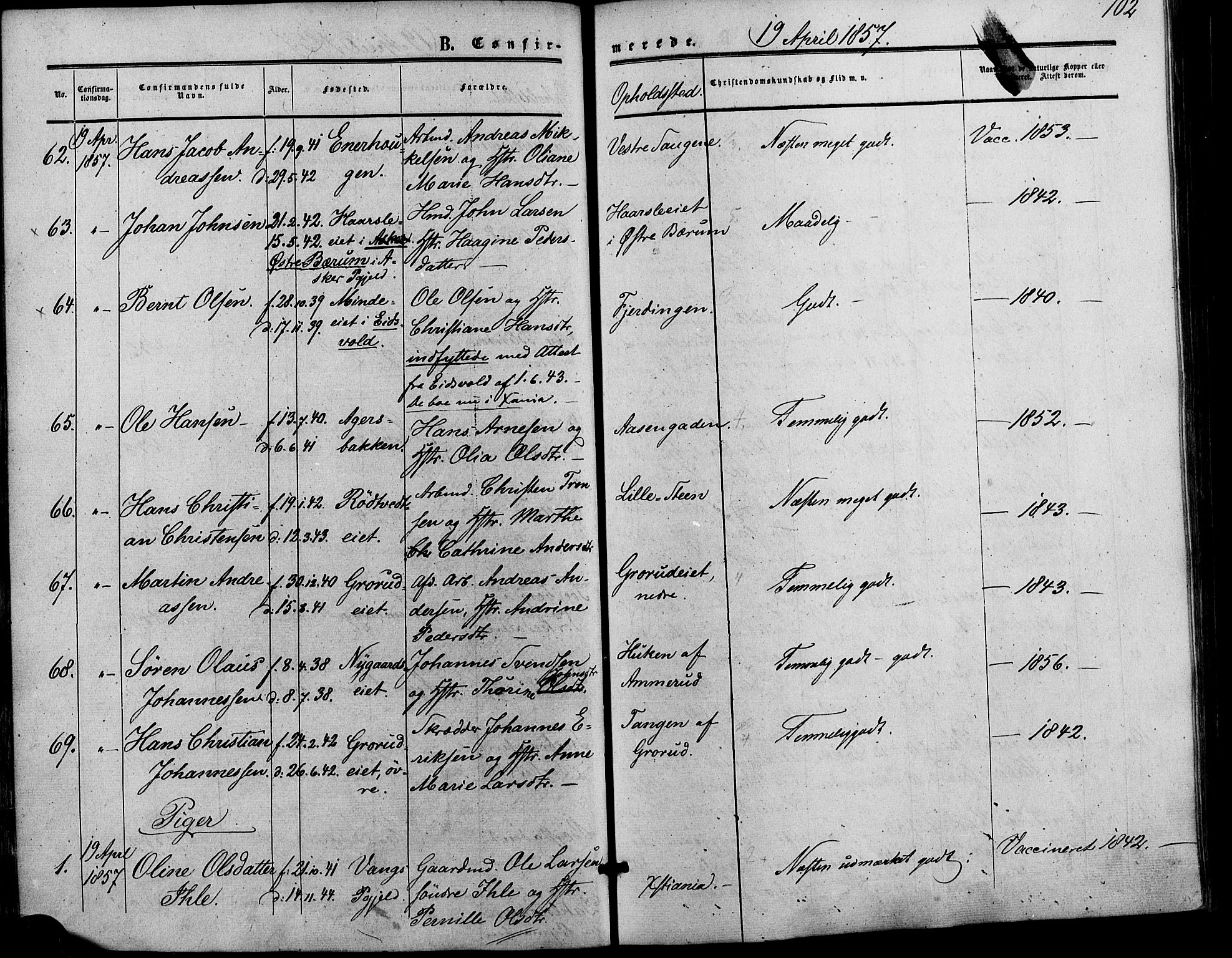 Vestre Aker prestekontor Kirkebøker, SAO/A-10025/F/Fa/L0001: Parish register (official) no. 1, 1853-1858, p. 102