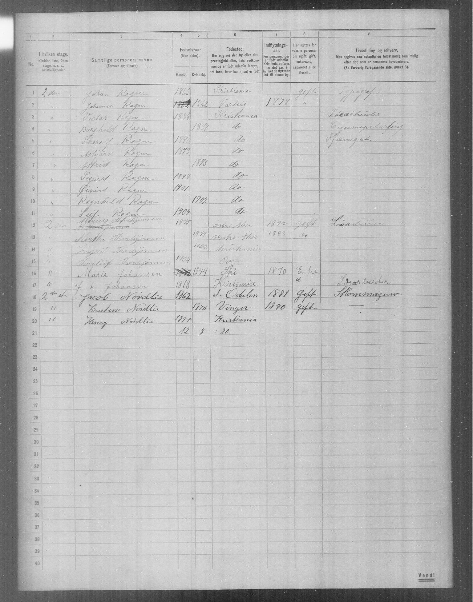 OBA, Municipal Census 1904 for Kristiania, 1904, p. 20329