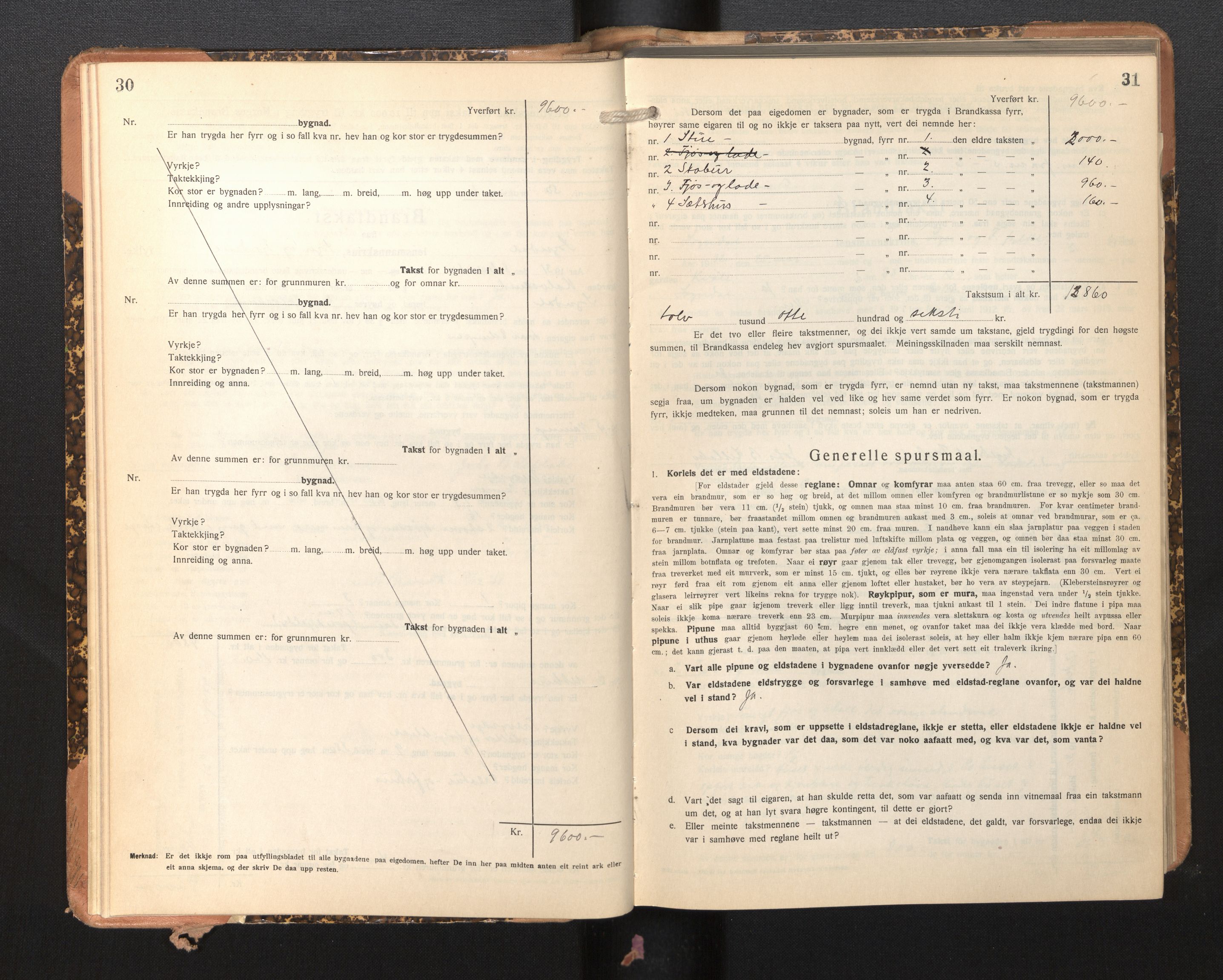 Lensmannen i Sogndal, AV/SAB-A-29901/0012/L0013: Branntakstprotokoll, skjematakst, 1931-1938, p. 30-31