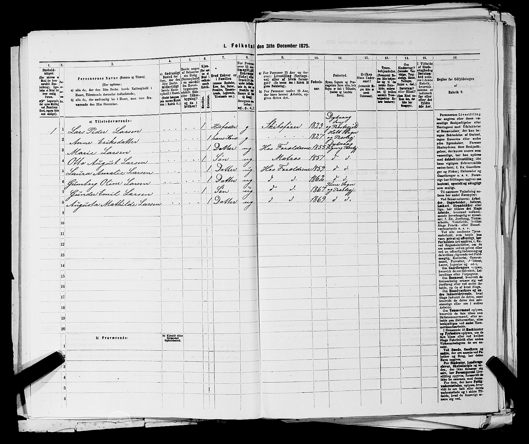 RA, 1875 census for 0130P Tune, 1875, p. 1282