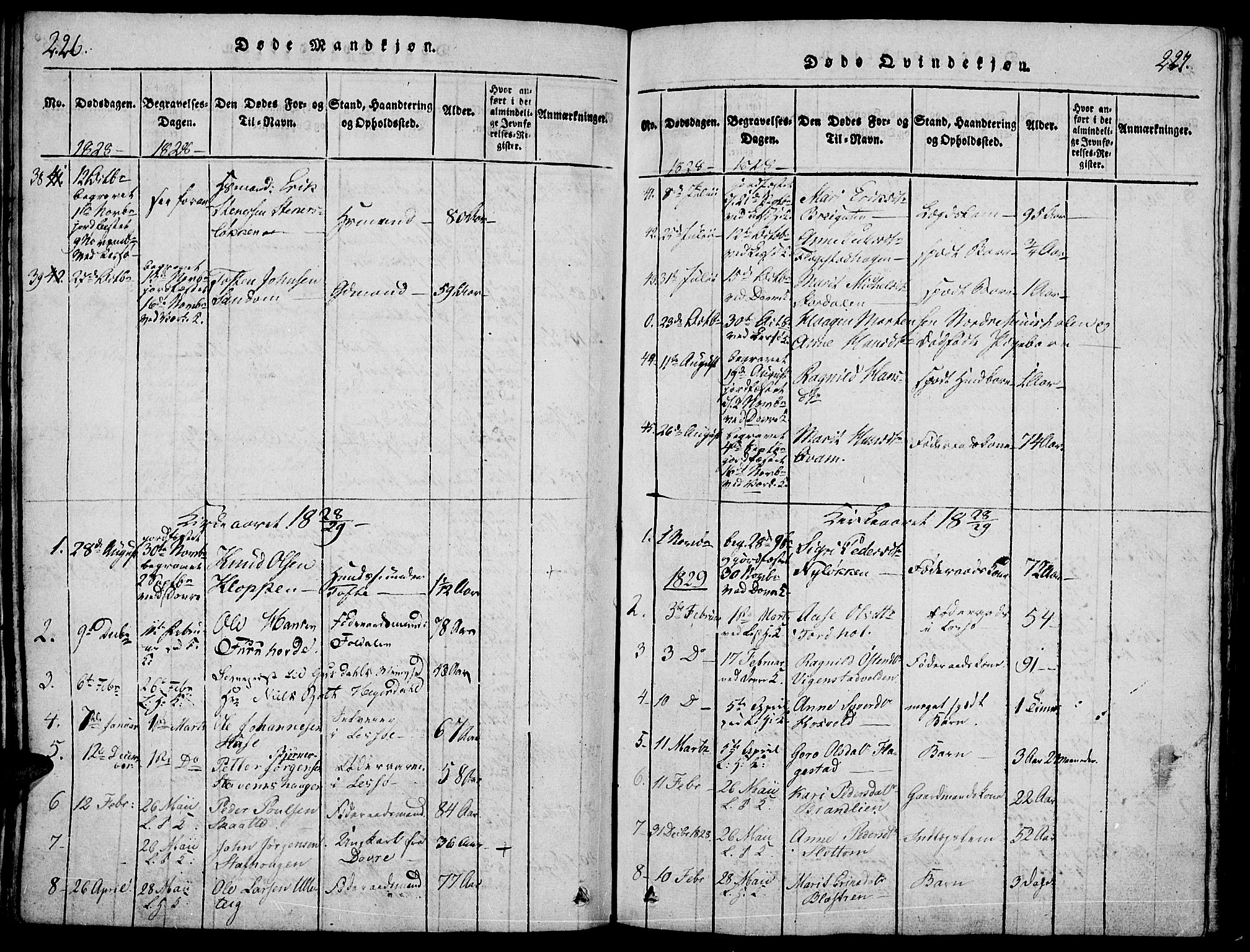 Lesja prestekontor, SAH/PREST-068/H/Ha/Haa/L0004: Parish register (official) no. 4, 1820-1829, p. 226-227