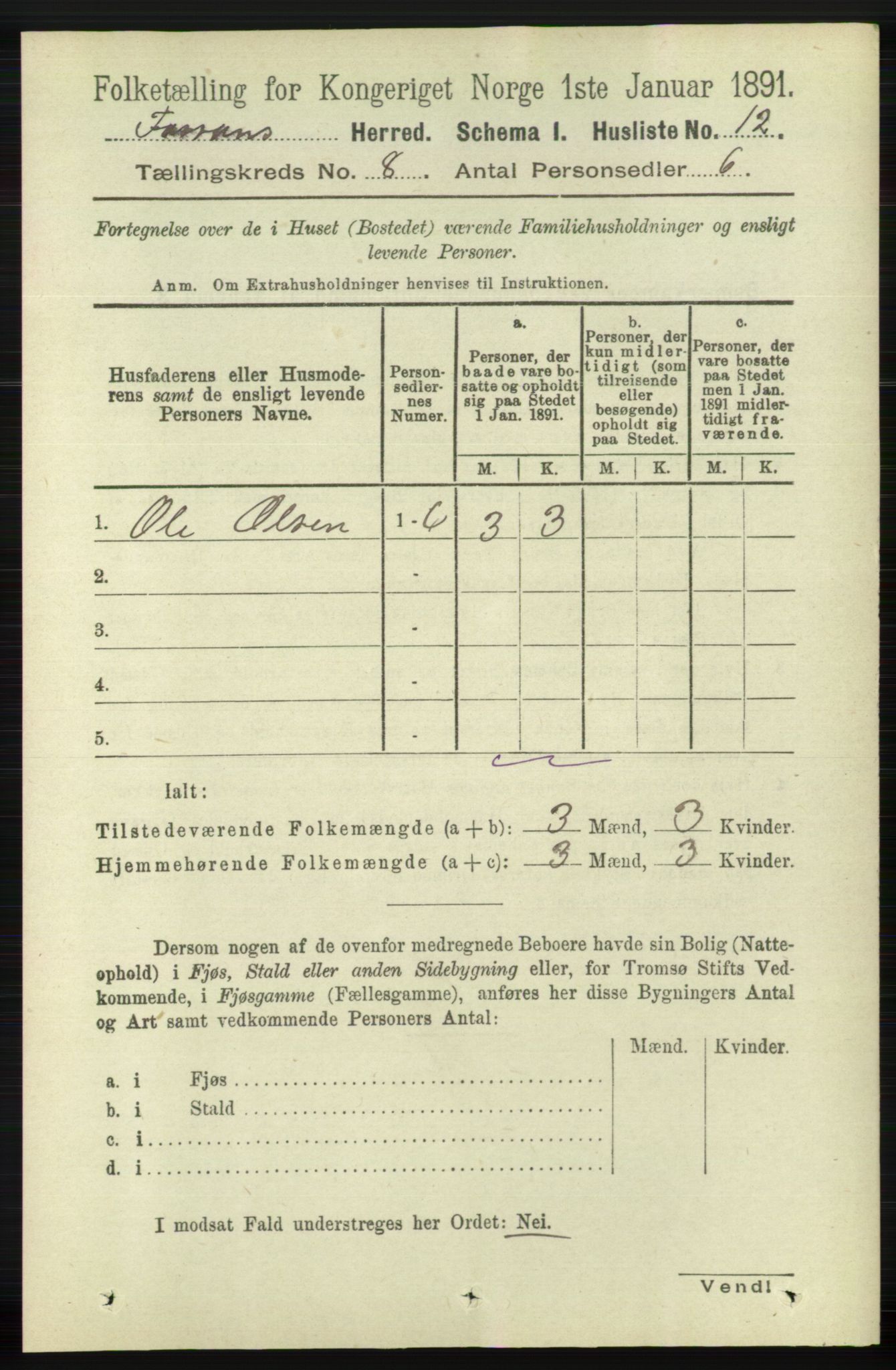 RA, 1891 census for 1129 Forsand, 1891, p. 1315