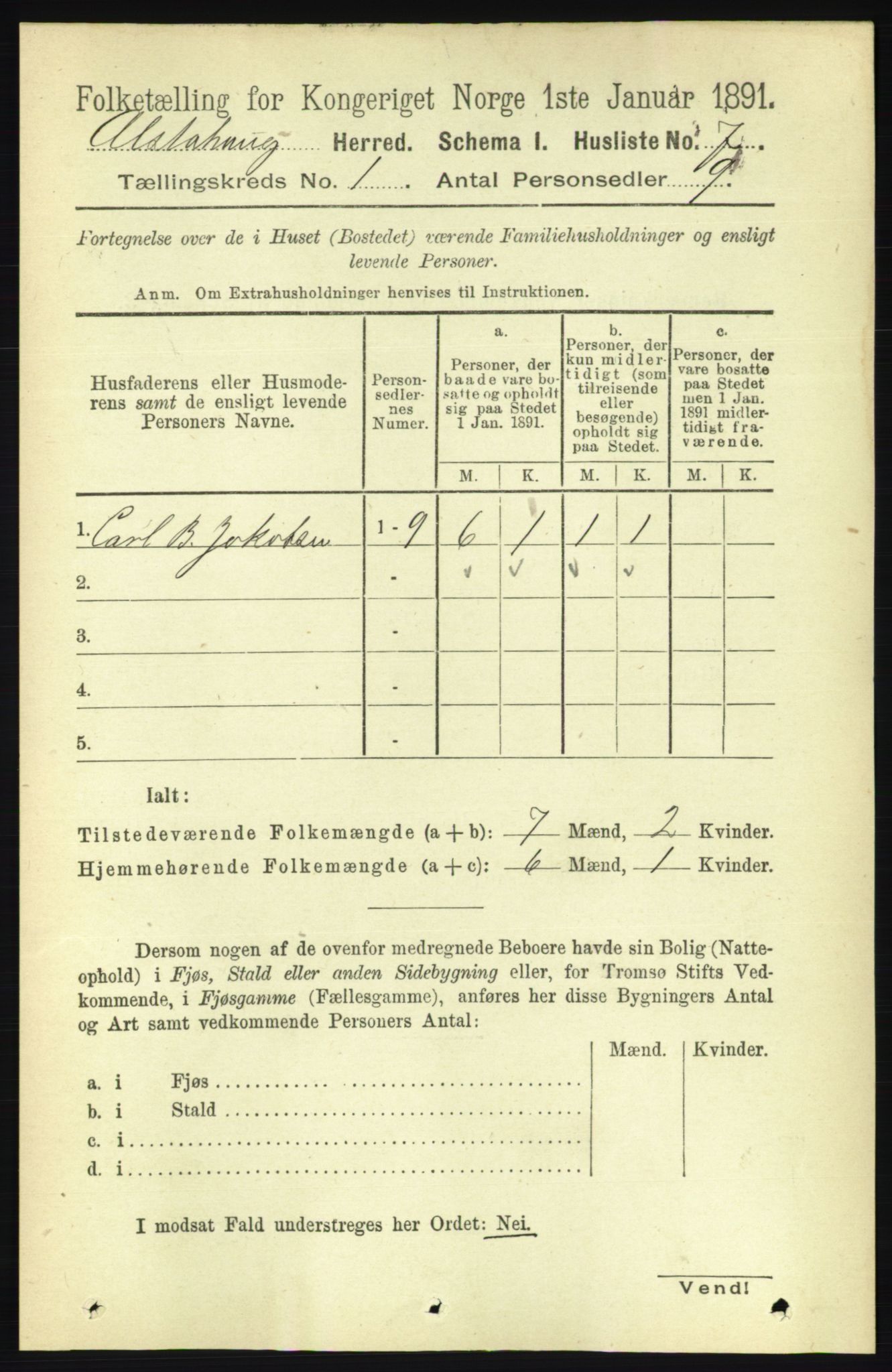 RA, 1891 census for 1820 Alstahaug, 1891, p. 42