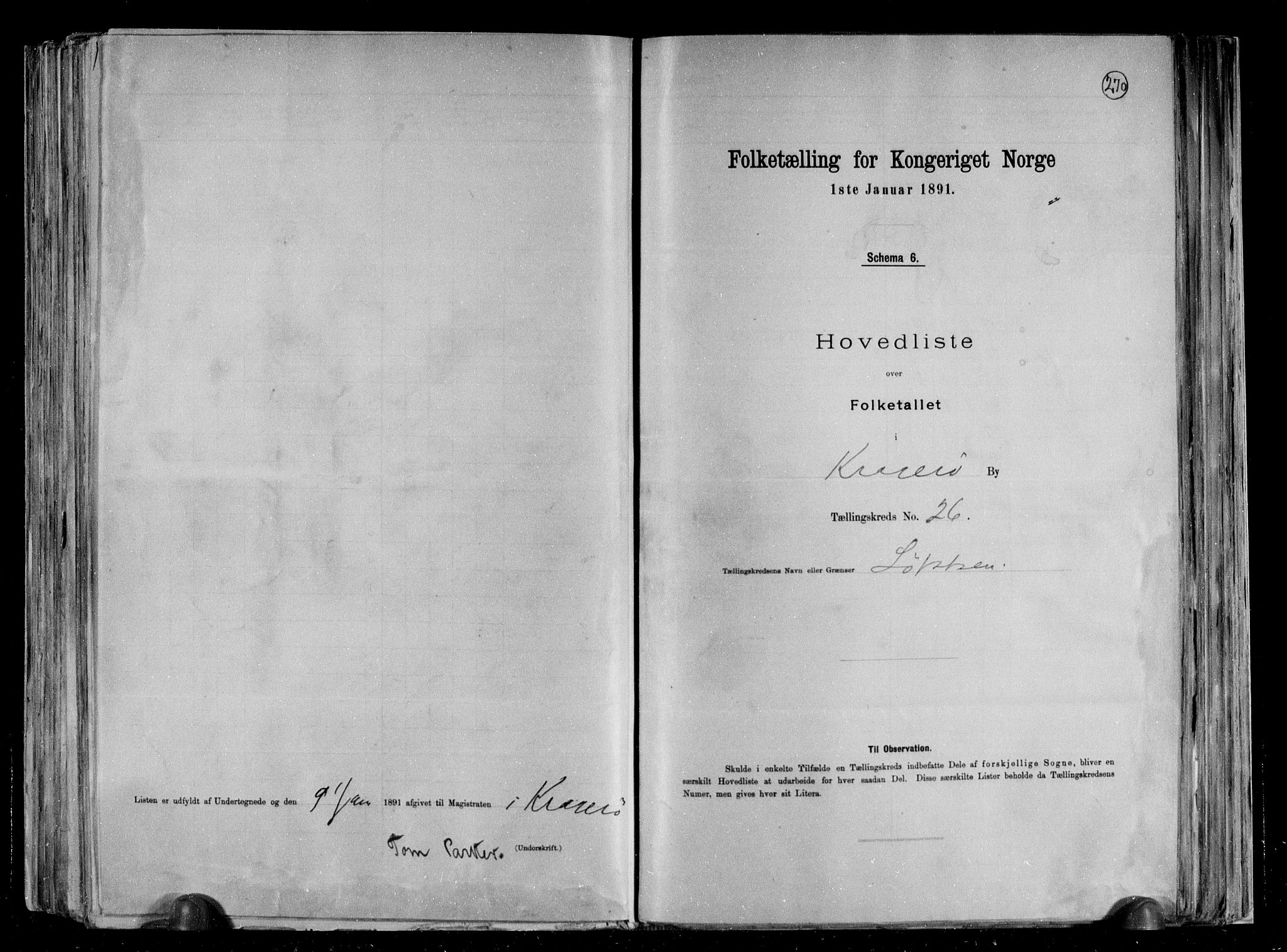 RA, 1891 census for 0801 Kragerø, 1891, p. 55