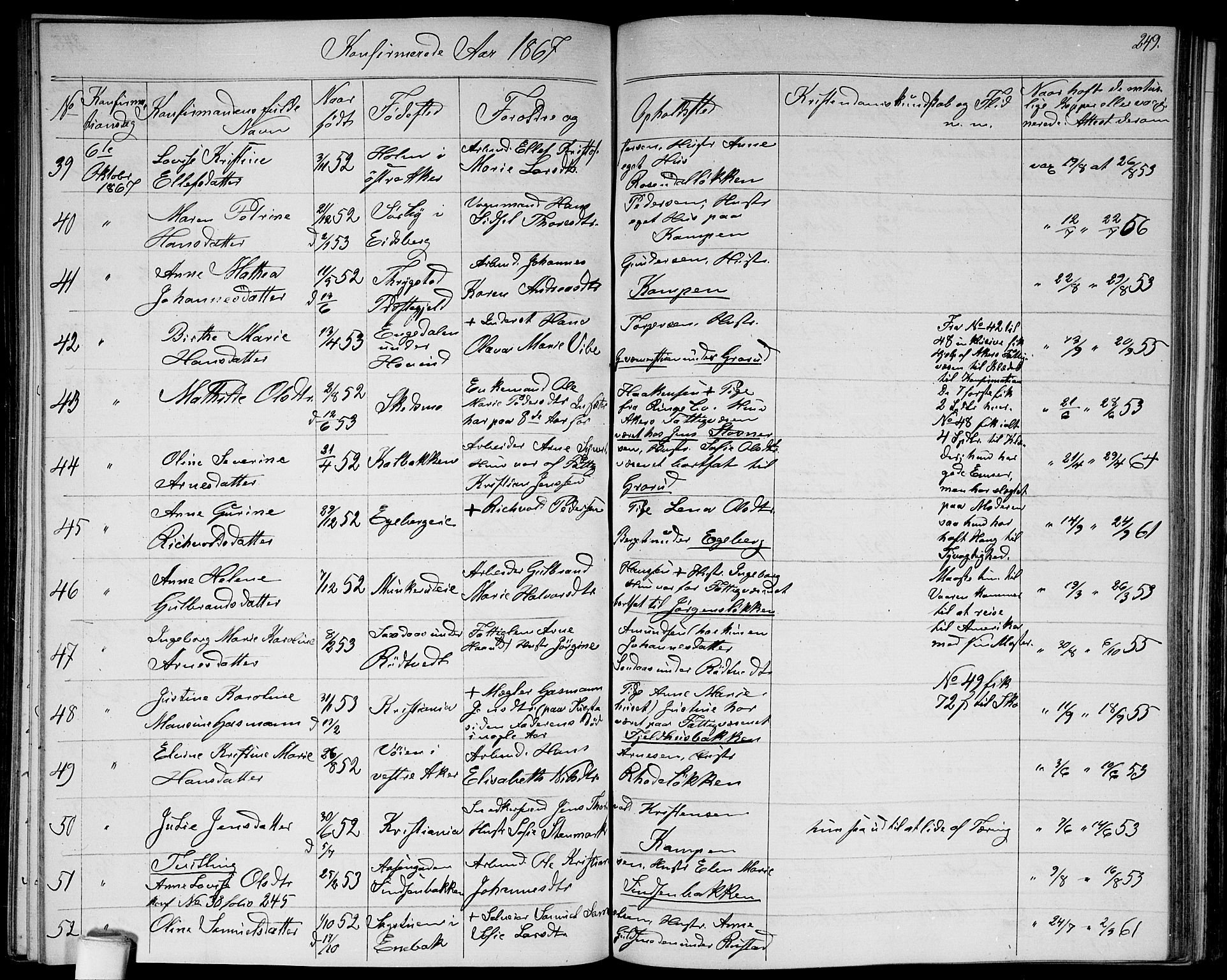 Østre Aker prestekontor Kirkebøker, SAO/A-10840/G/Ga/L0002: Parish register (copy) no. I 2, 1861-1867, p. 249