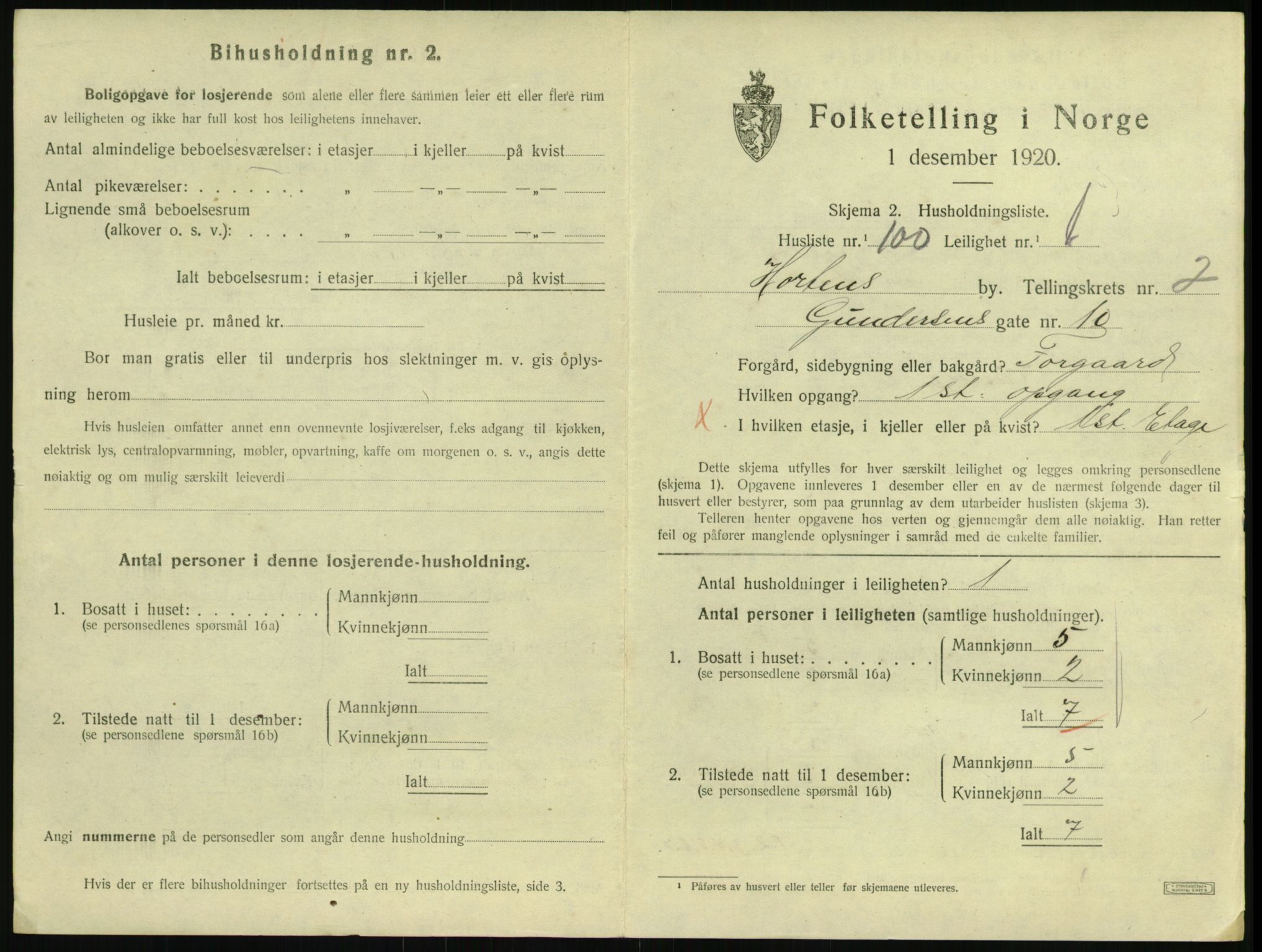 SAKO, 1920 census for Horten, 1920, p. 3711