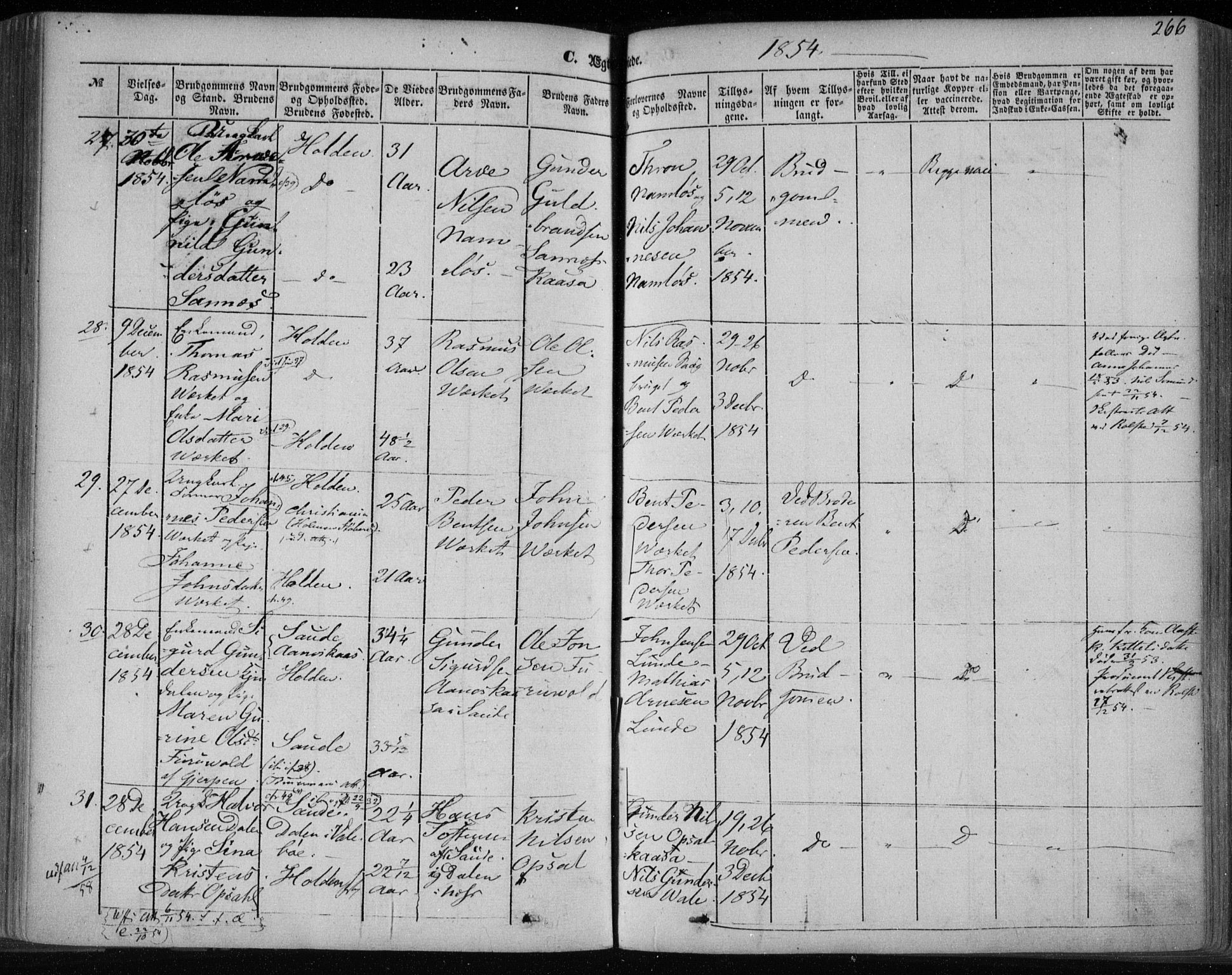 Holla kirkebøker, AV/SAKO-A-272/F/Fa/L0005: Parish register (official) no. 5, 1849-1860, p. 266