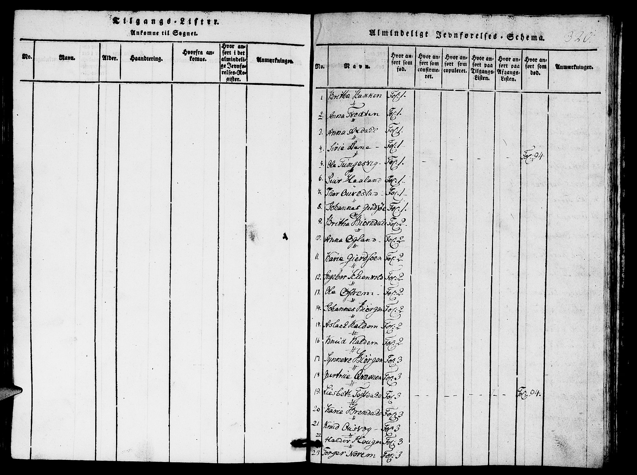 Etne sokneprestembete, SAB/A-75001/H/Hab: Parish register (copy) no. A 1, 1815-1849, p. 320