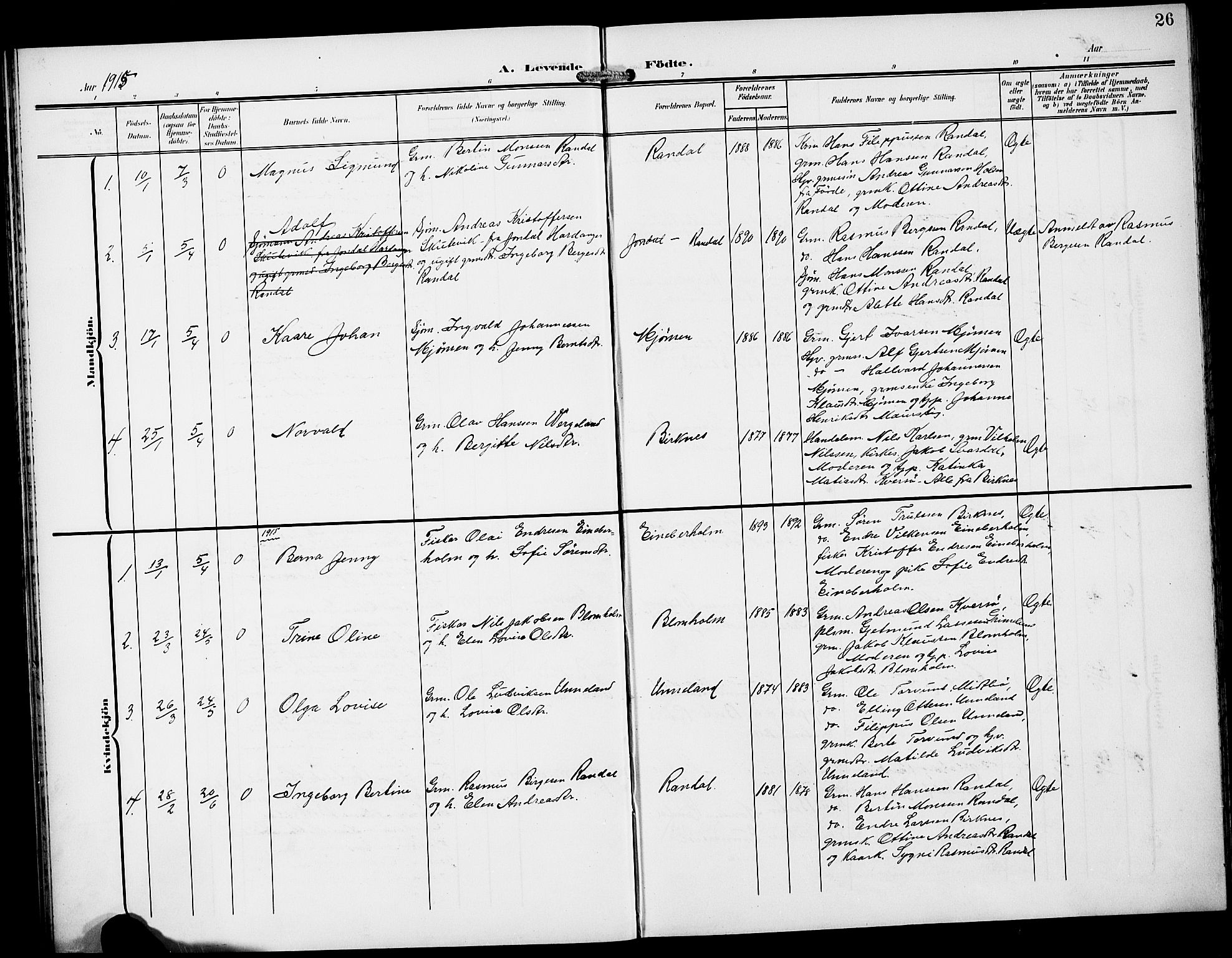 Gulen sokneprestembete, AV/SAB-A-80201/H/Hab/Habd/L0001: Parish register (copy) no. D 1, 1901-1924, p. 26