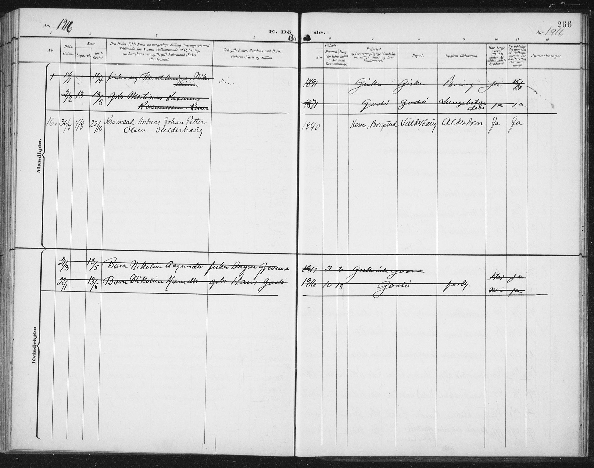 Ministerialprotokoller, klokkerbøker og fødselsregistre - Møre og Romsdal, AV/SAT-A-1454/534/L0489: Parish register (copy) no. 534C01, 1899-1941, p. 266