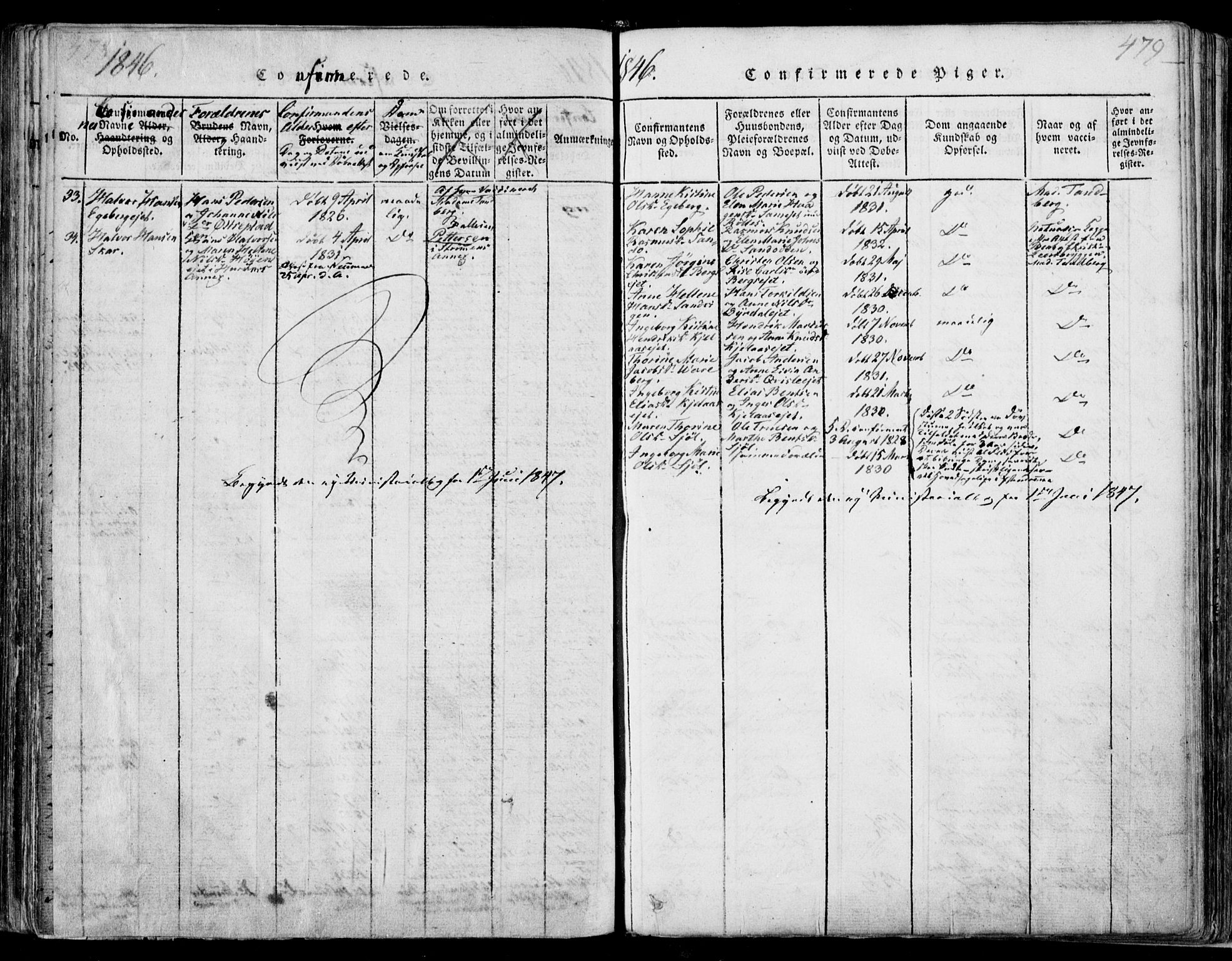 Sande Kirkebøker, SAKO/A-53/F/Fa/L0003: Parish register (official) no. 3, 1814-1847, p. 478-479