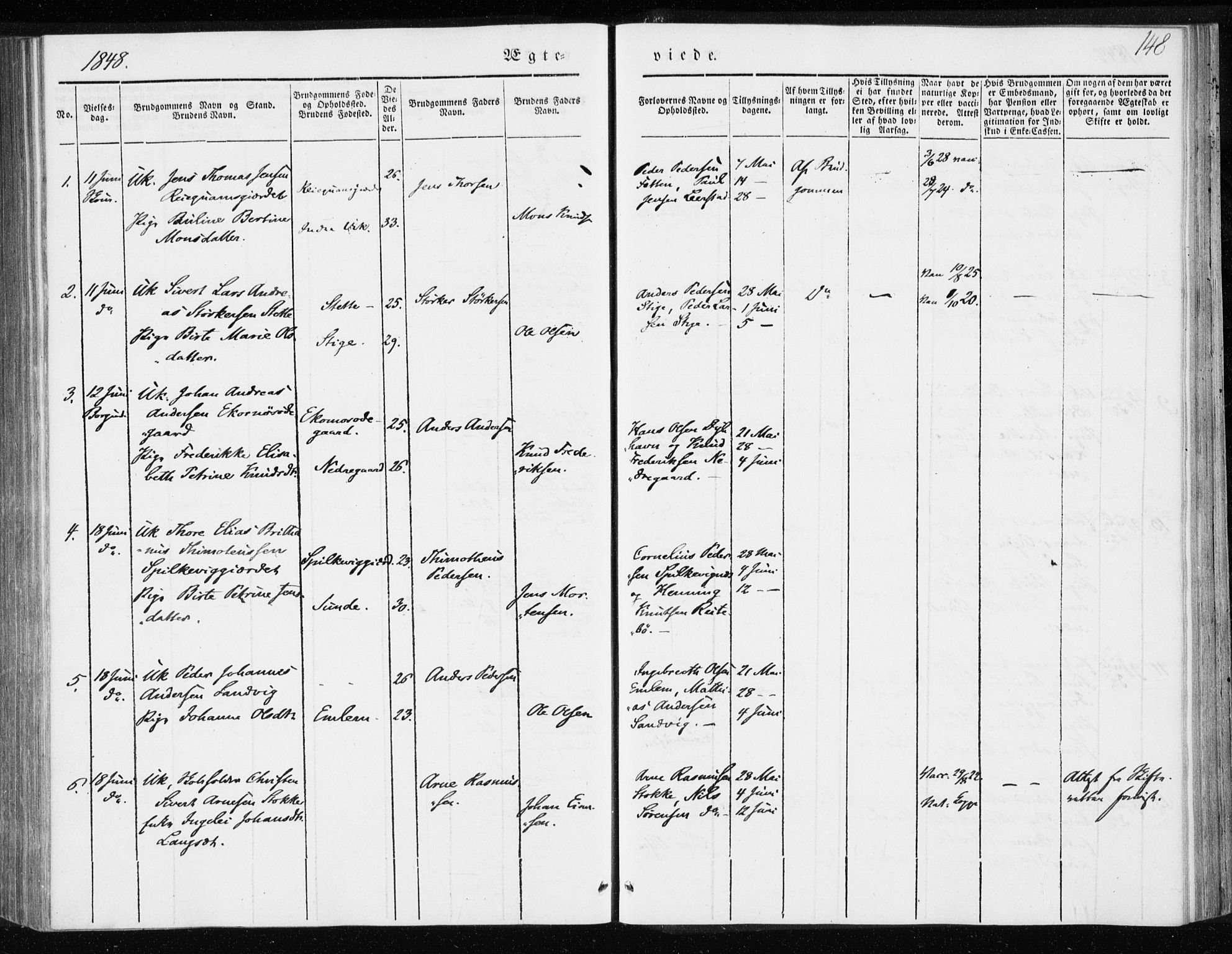 Ministerialprotokoller, klokkerbøker og fødselsregistre - Møre og Romsdal, AV/SAT-A-1454/528/L0415: Curate's parish register no. 528B03, 1843-1852, p. 148