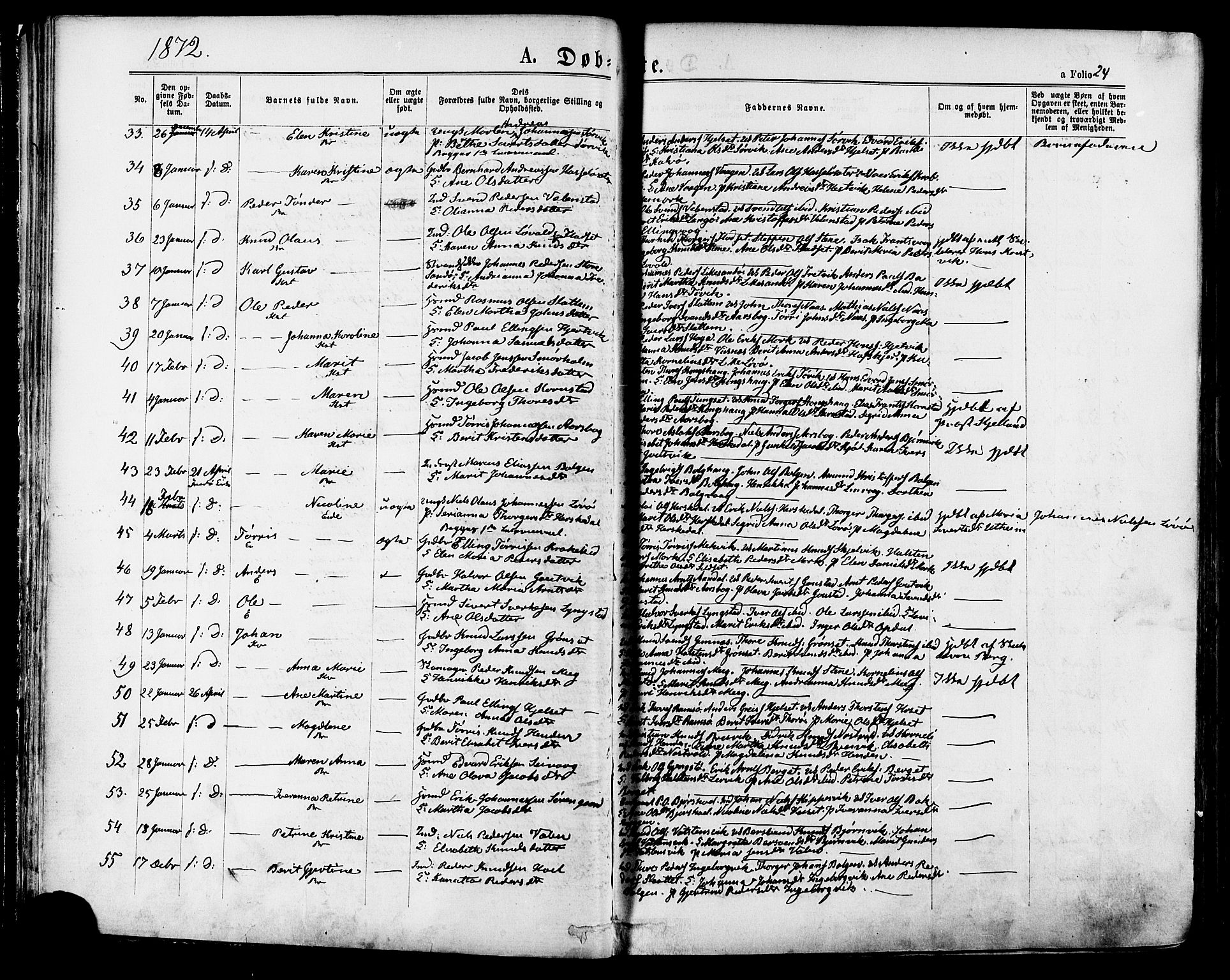 Ministerialprotokoller, klokkerbøker og fødselsregistre - Møre og Romsdal, SAT/A-1454/568/L0805: Parish register (official) no. 568A12 /1, 1869-1884, p. 24