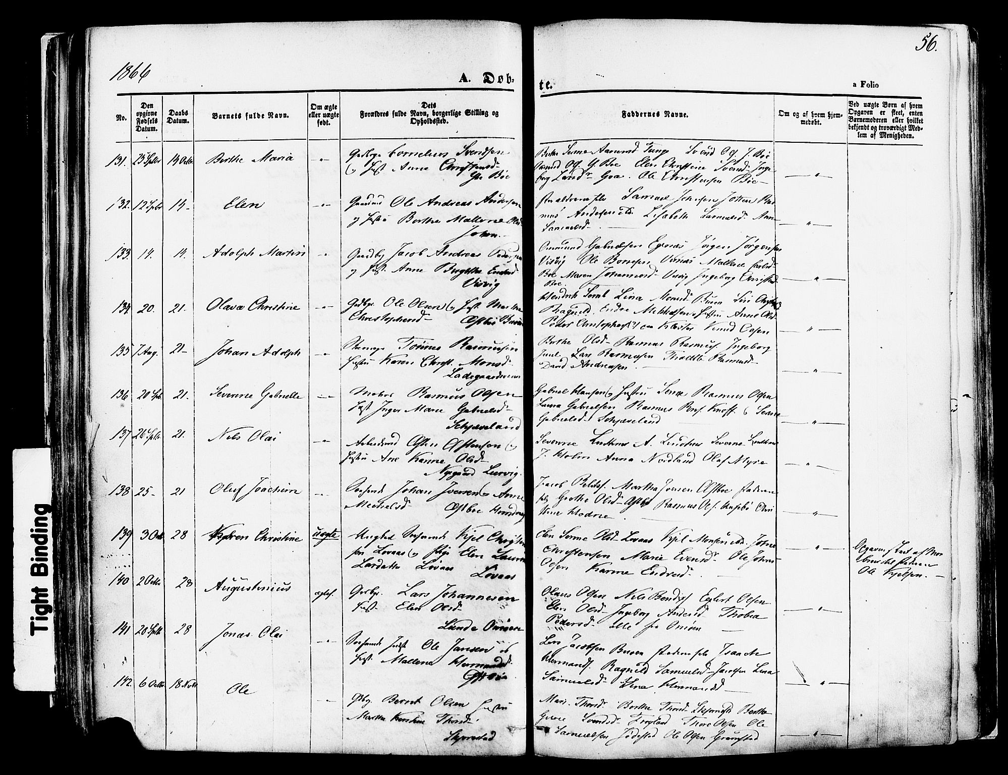 Hetland sokneprestkontor, SAST/A-101826/30/30BA/L0003: Parish register (official) no. A 3, 1862-1876, p. 56