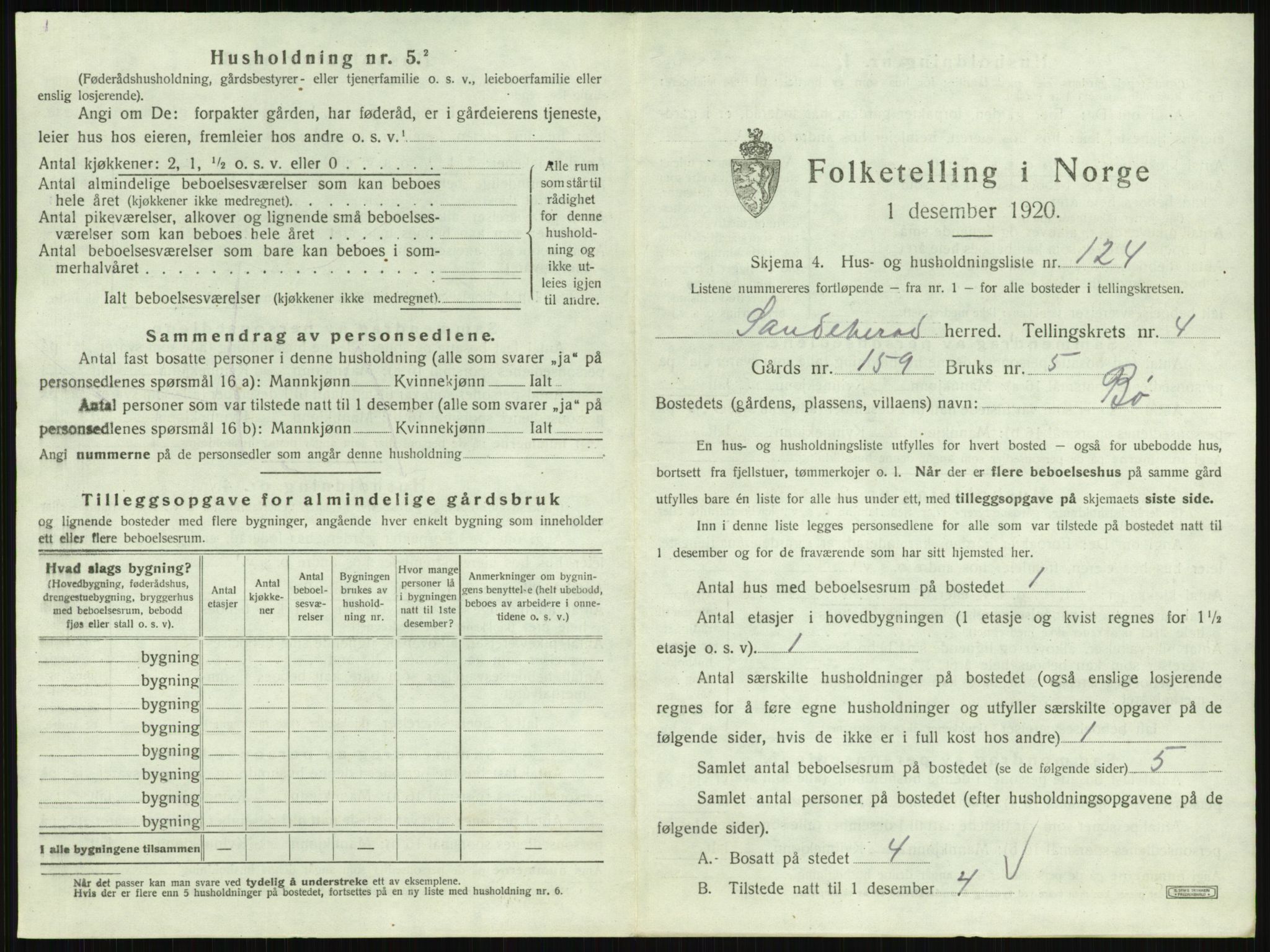 SAKO, 1920 census for Sandeherred, 1920, p. 880