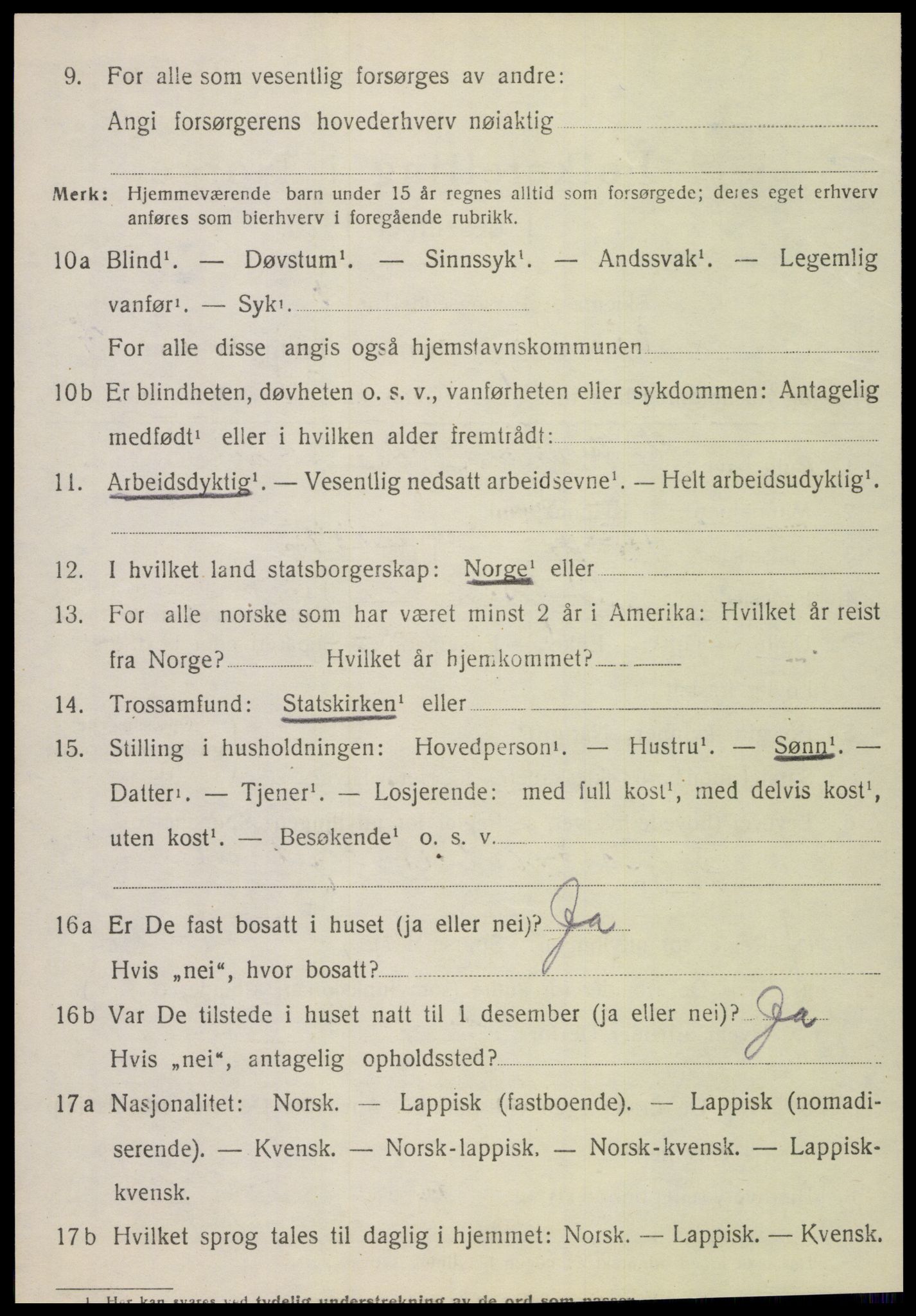 SAT, 1920 census for Vefsn, 1920, p. 3176