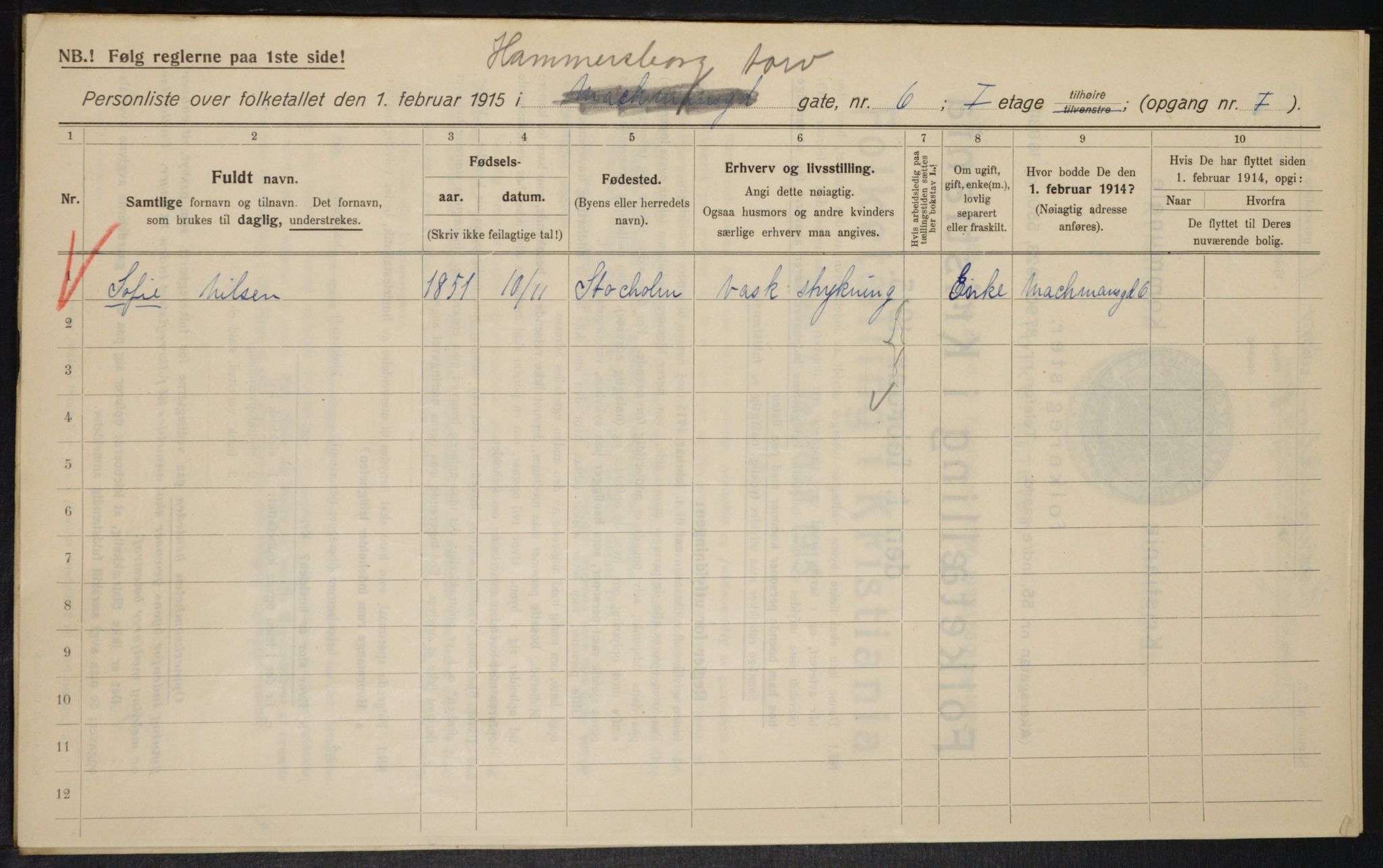 OBA, Municipal Census 1915 for Kristiania, 1915, p. 34130