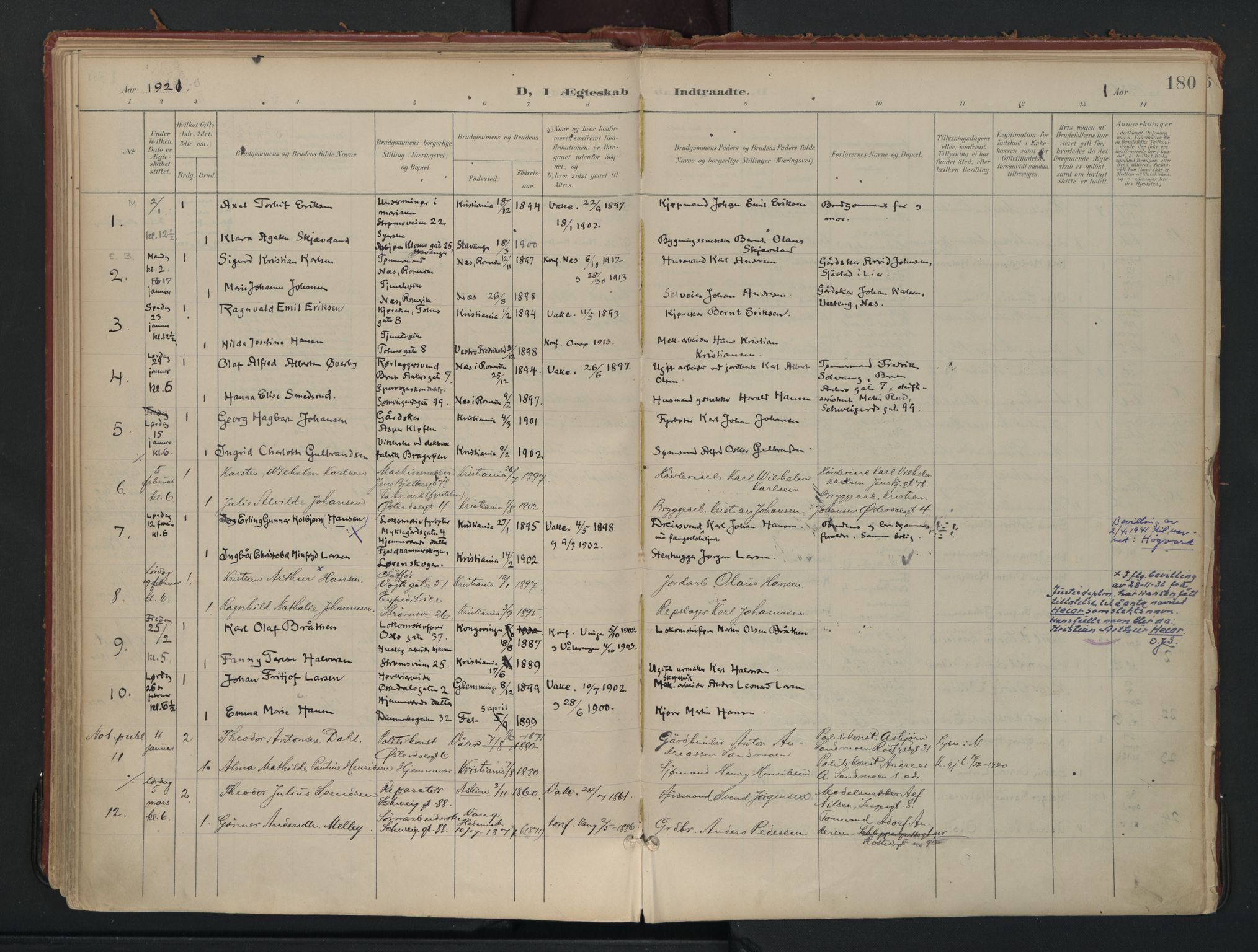 Vålerengen prestekontor Kirkebøker, AV/SAO-A-10878/F/Fa/L0002: Parish register (official) no. 2, 1899-1924, p. 180