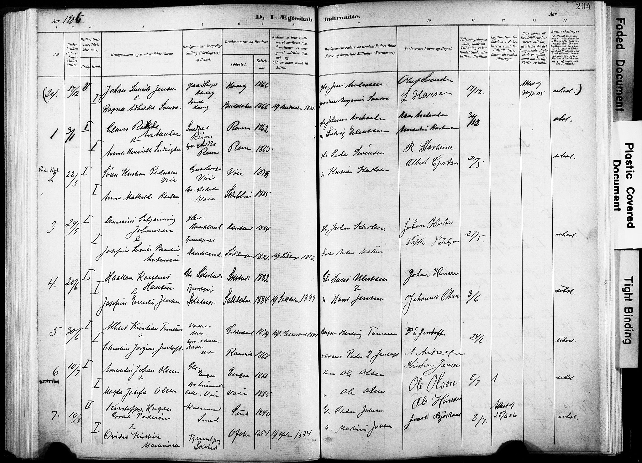 Ministerialprotokoller, klokkerbøker og fødselsregistre - Nordland, SAT/A-1459/881/L1151: Parish register (official) no. 881A04, 1899-1907, p. 204