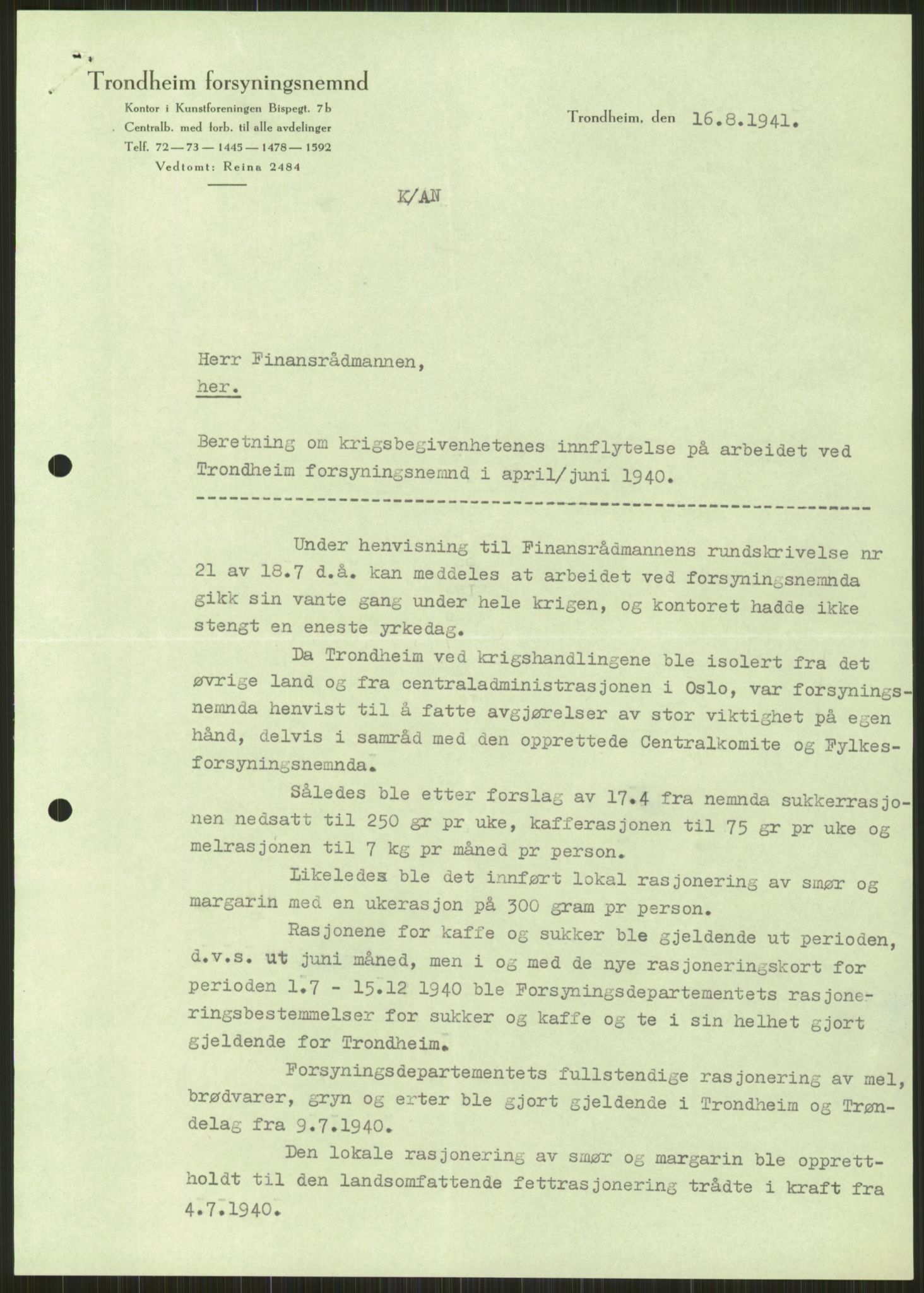 Forsvaret, Forsvarets krigshistoriske avdeling, AV/RA-RAFA-2017/Y/Ya/L0016: II-C-11-31 - Fylkesmenn.  Rapporter om krigsbegivenhetene 1940., 1940, p. 226