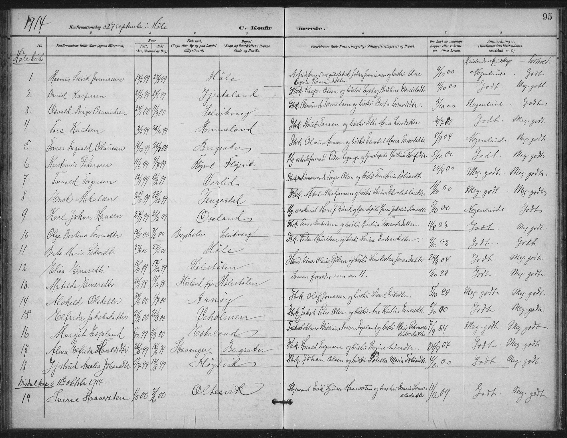 Høgsfjord sokneprestkontor, SAST/A-101624/H/Ha/Haa/L0008: Parish register (official) no. A 8, 1898-1920, p. 95