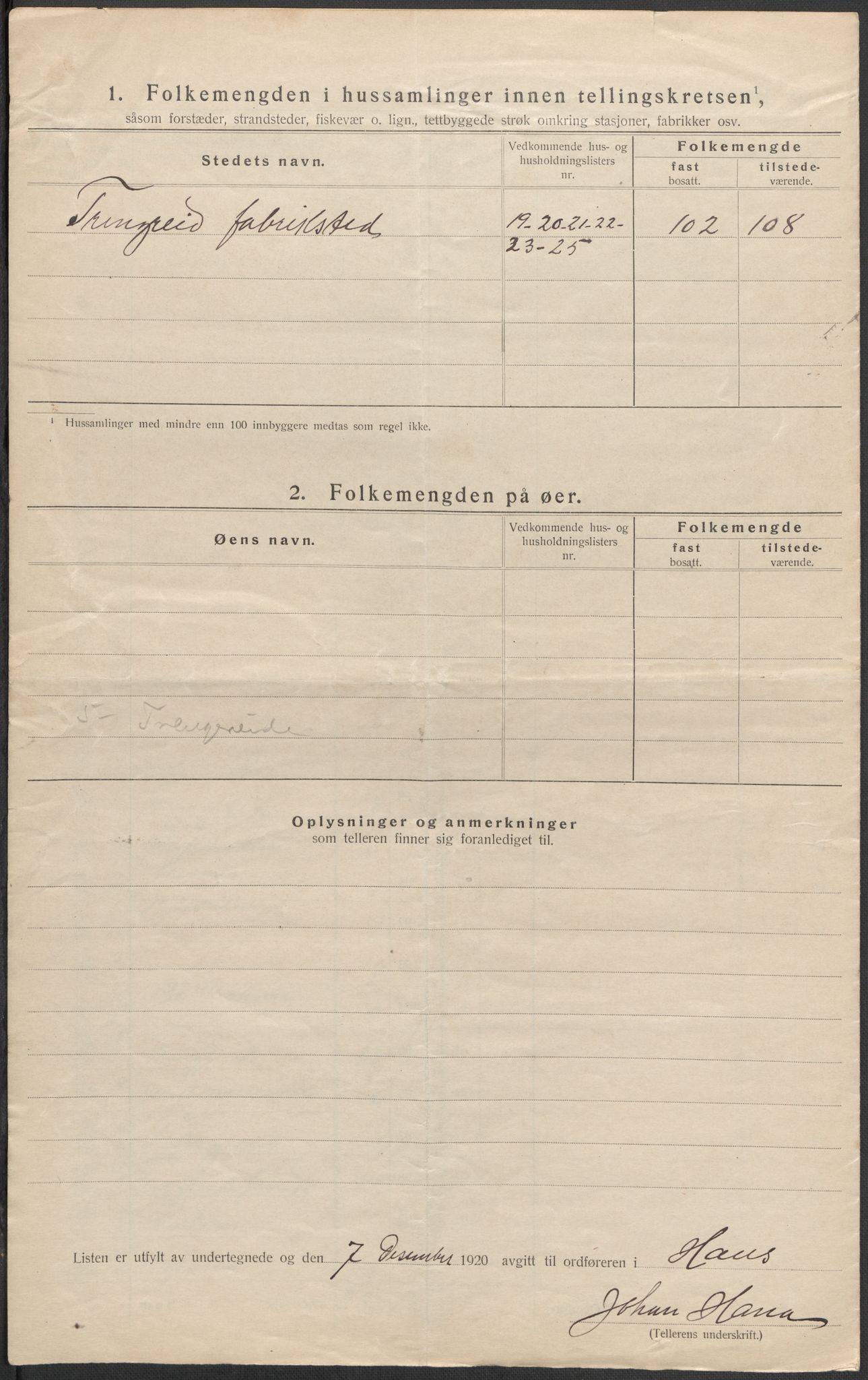 SAB, 1920 census for Haus, 1920, p. 20