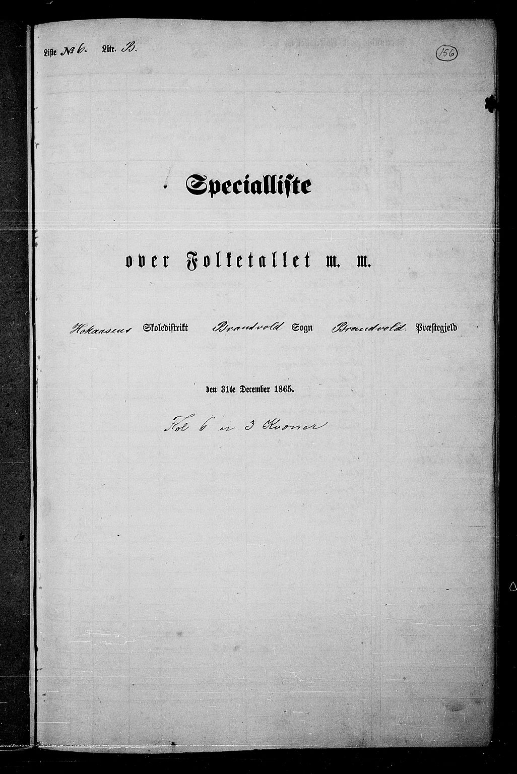 RA, 1865 census for Brandval, 1865, p. 133