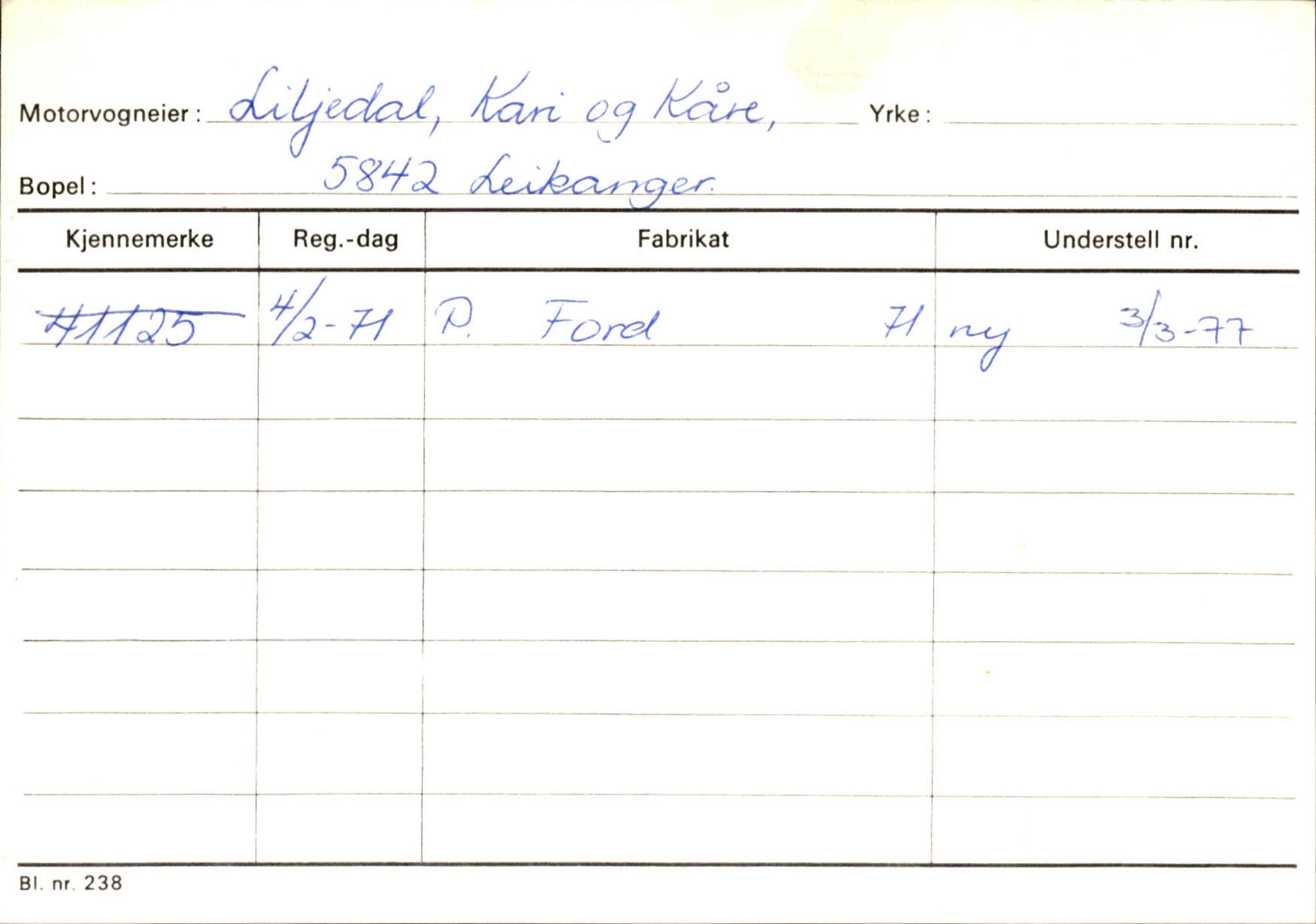 Statens vegvesen, Sogn og Fjordane vegkontor, SAB/A-5301/4/F/L0126: Eigarregister Fjaler M-Å. Leikanger A-Å, 1945-1975, p. 1716