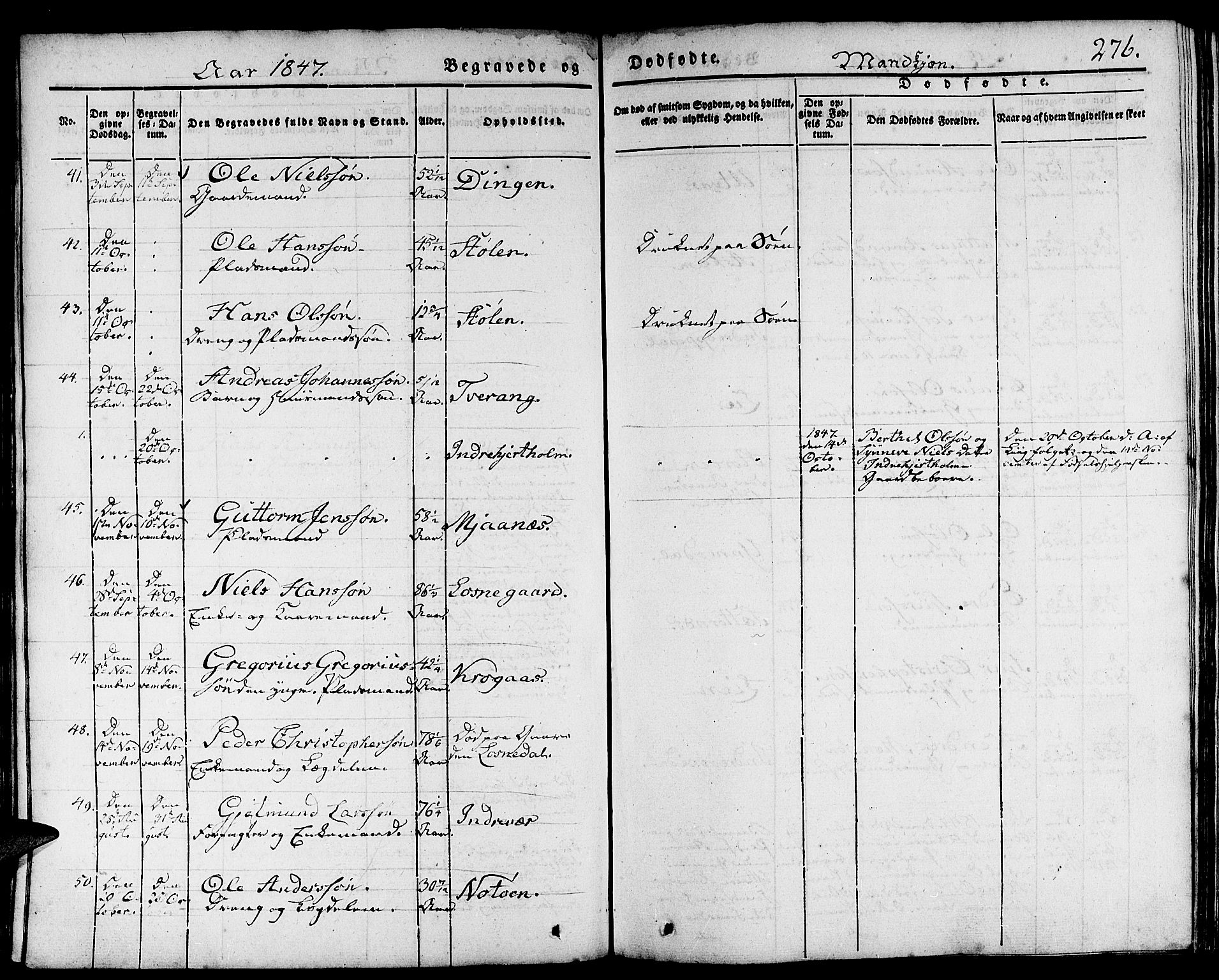 Gulen sokneprestembete, AV/SAB-A-80201/H/Haa/Haaa/L0020: Parish register (official) no. A 20, 1837-1847, p. 276