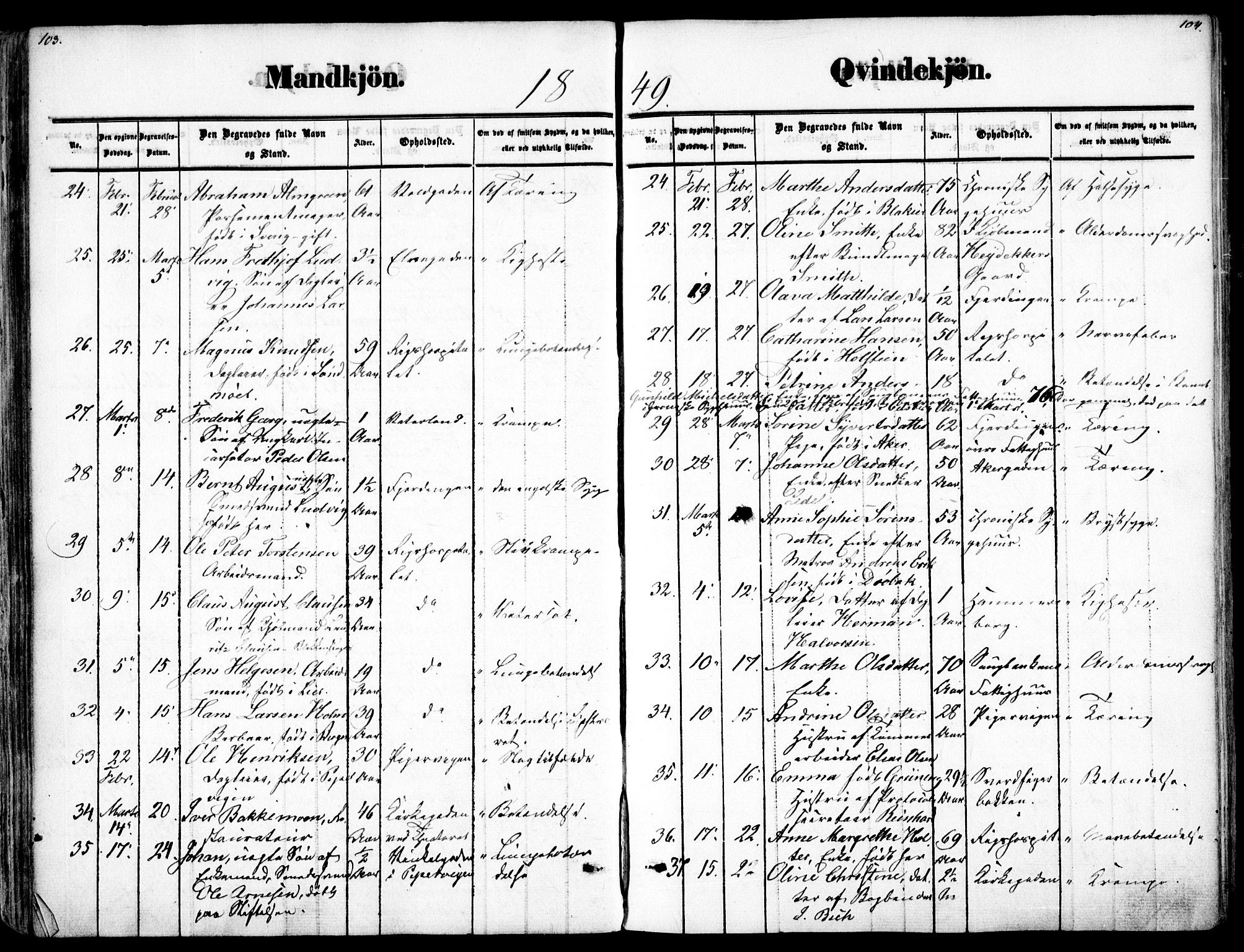 Oslo domkirke Kirkebøker, SAO/A-10752/F/Fa/L0025: Parish register (official) no. 25, 1847-1867, p. 103-104