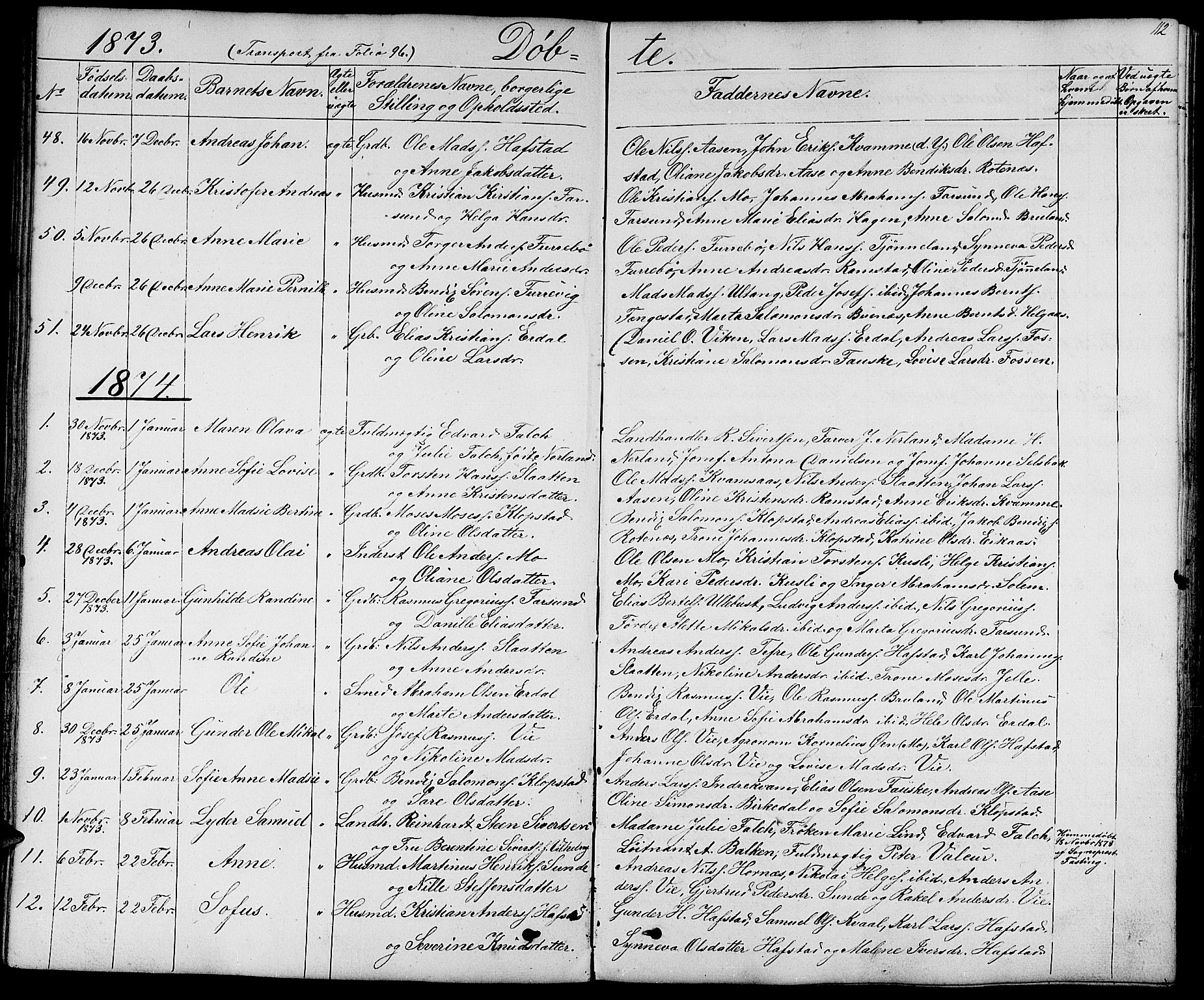 Førde sokneprestembete, SAB/A-79901/H/Hab/Haba/L0001: Parish register (copy) no. A 1, 1853-1880, p. 112